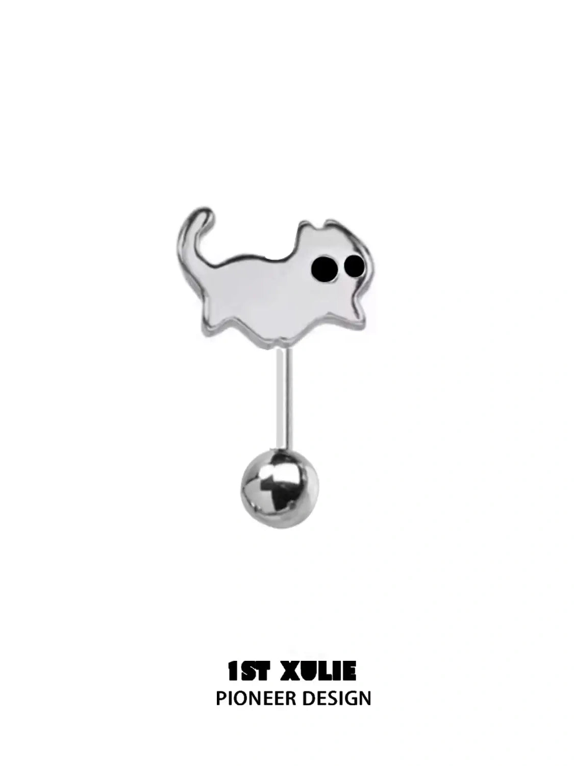 Ghost Black Cat S925 Sterling Silver Handmade Epoxy Coating Stud Earrings for Women - Perfect for Halloween, Gothic Fashion & Everyday Wear
