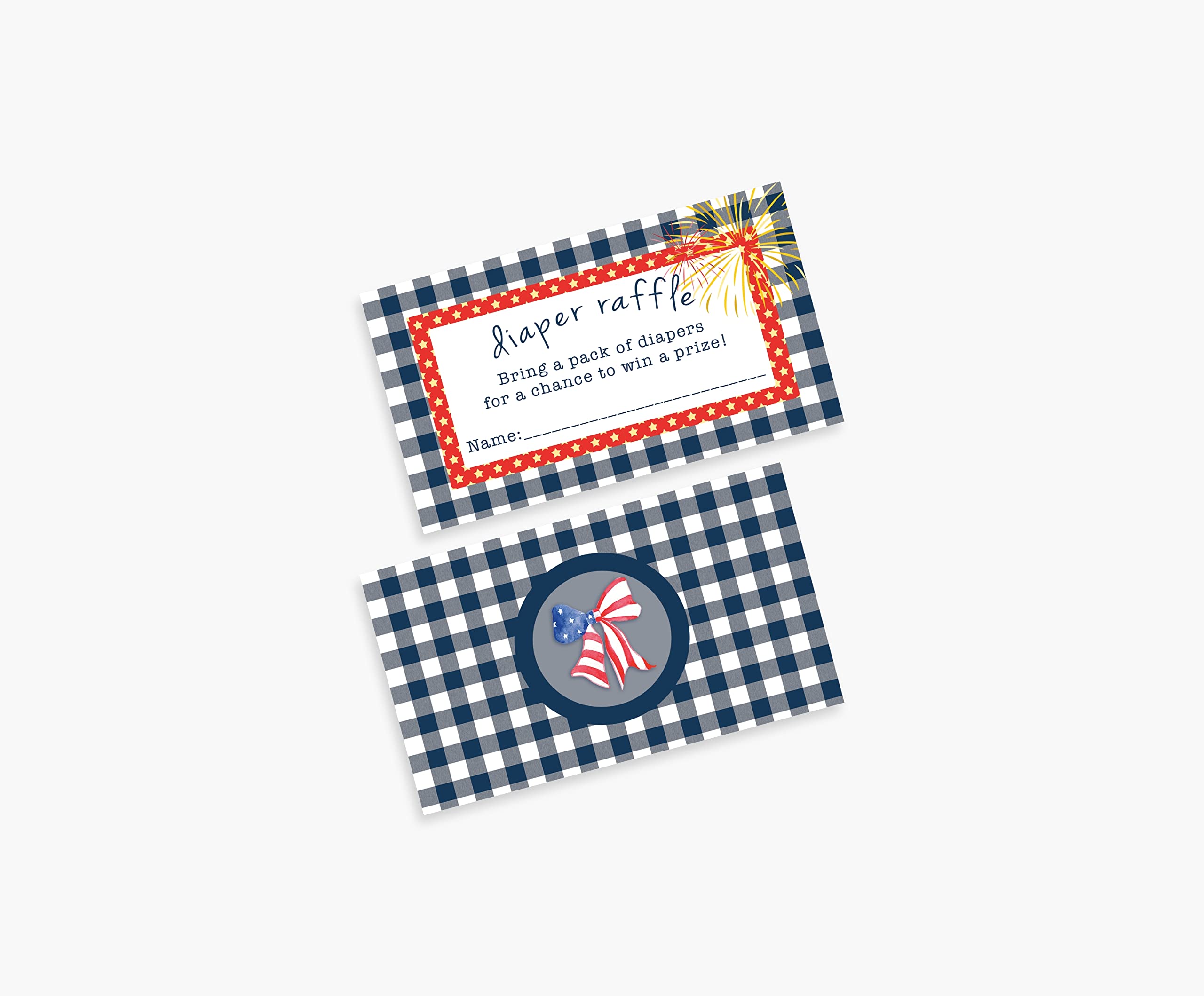 Red White Blue Baby Shower Invitations & Thank You Cards for Diaper Raffle