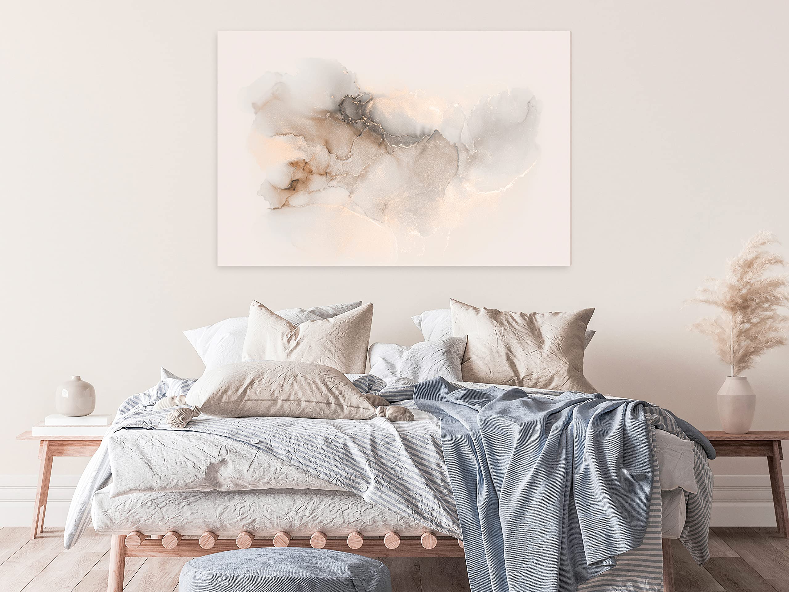 Abstract Marble Paint Stains Canvas Wall Art Print - 35x24 Inch Framed Stretched Picture for Home Decor, Living Room, Bedroom & Office | Modern Artwork Painting by Artgeist (A-B-10013-B-A)