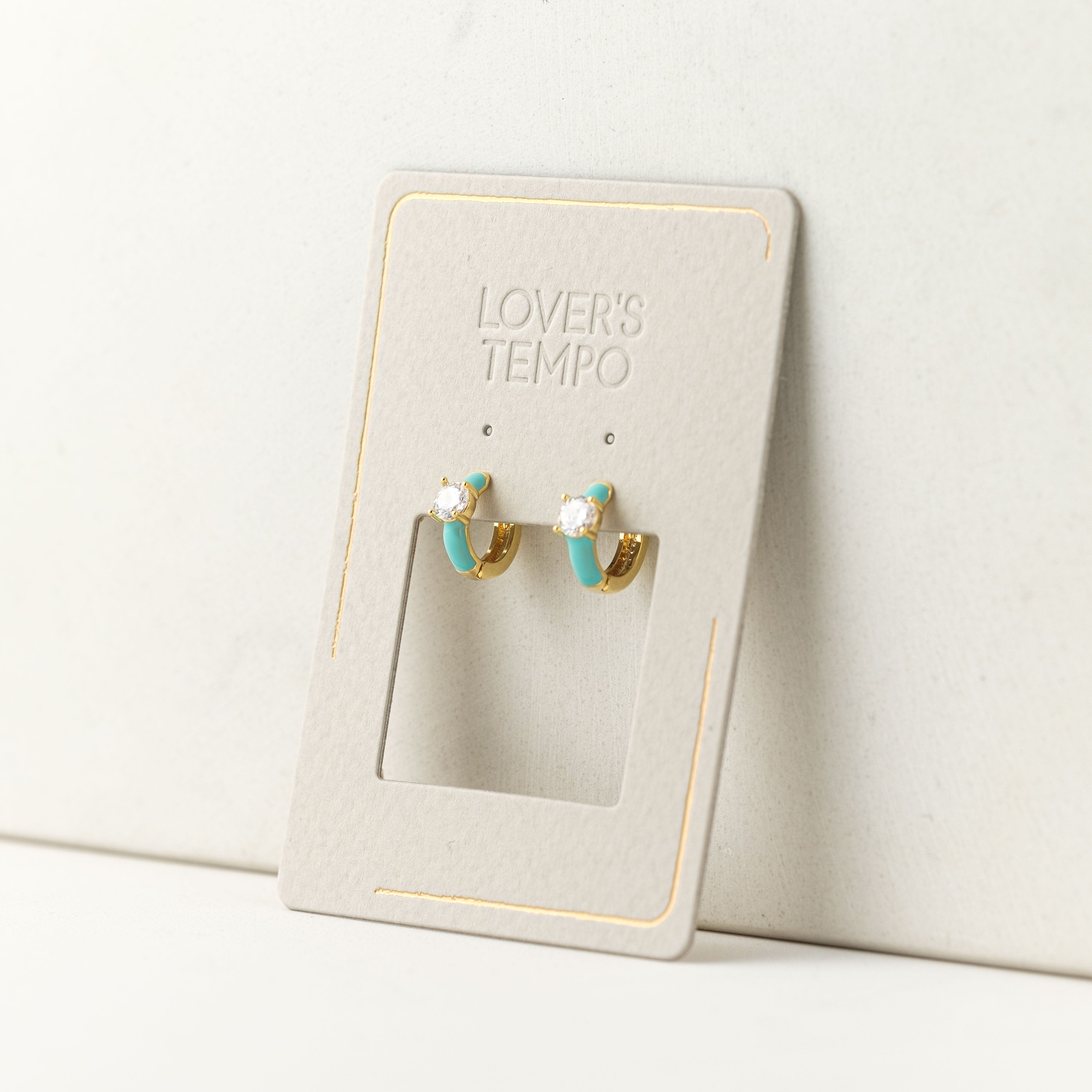 Solitaire Enamel Huggie Hoop Earrings for Women - Minimalist Gold Plated Huggie Hoops - Perfect for Everyday Wear, Date Night & Gifts