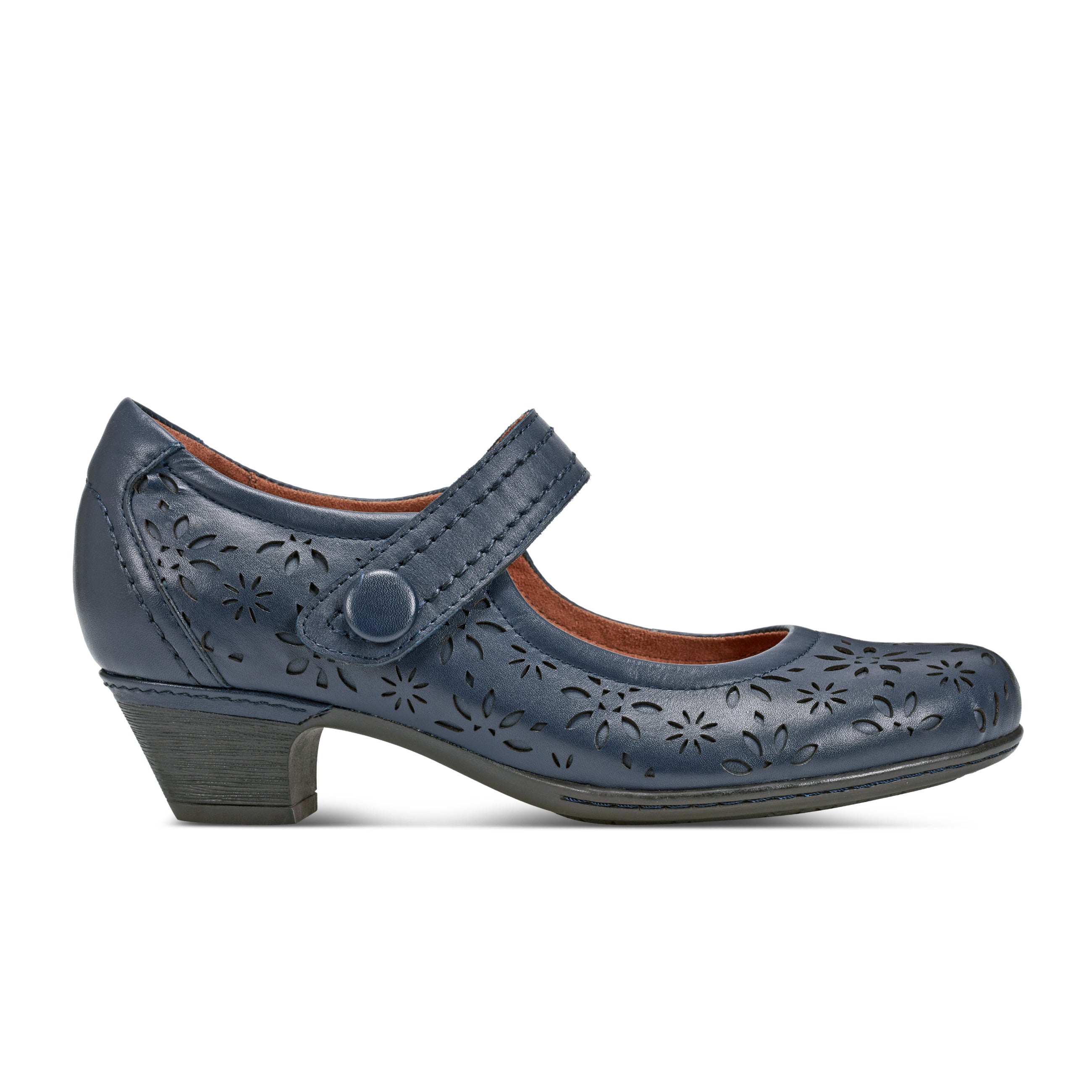 Stylish Women's Alesia Perforated Mary Jane Heels - Comfortable Low Block Heel Dress Shoes for Work, Party & Special Occasions