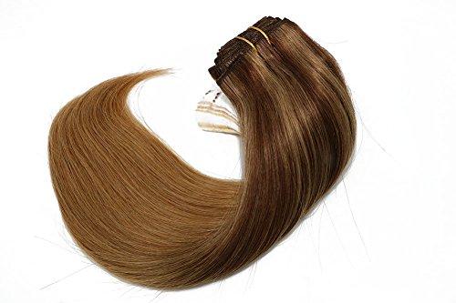 Premium 9A Brazilian Clip-In Human Hair Extensions - 7pcs Double Weft for Instant Volume & Length | Perfect for Weddings, Parties & Everyday Styling