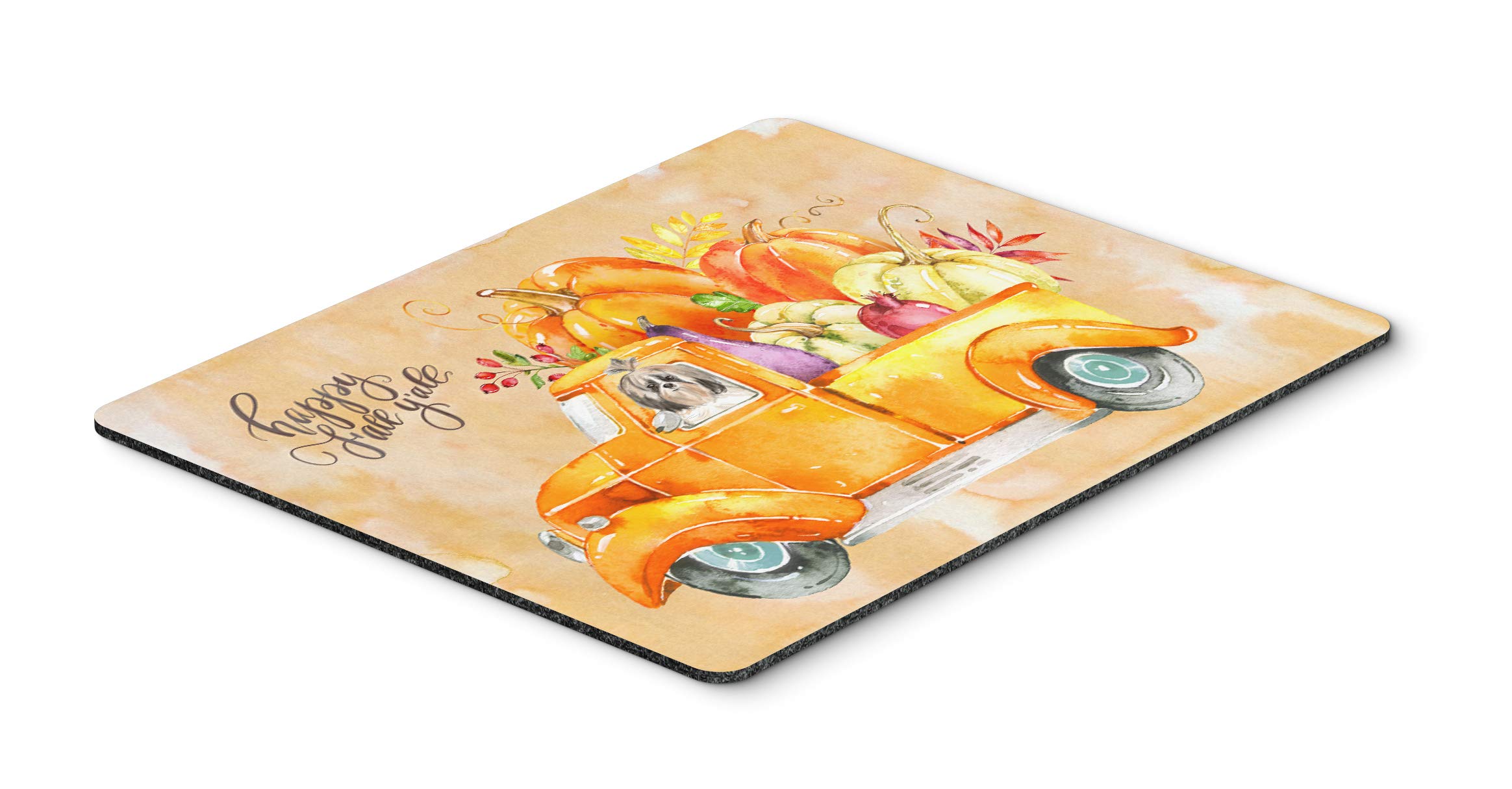 Fall Harvest Shih Tzu Mouse Pad & Trivet - Large Washable Non-Slip Desk Mat for Home Office, Gaming, Computers & Laptops - Perfect for Workstations, Kitchen Countertops & Cozy Autumn Decor