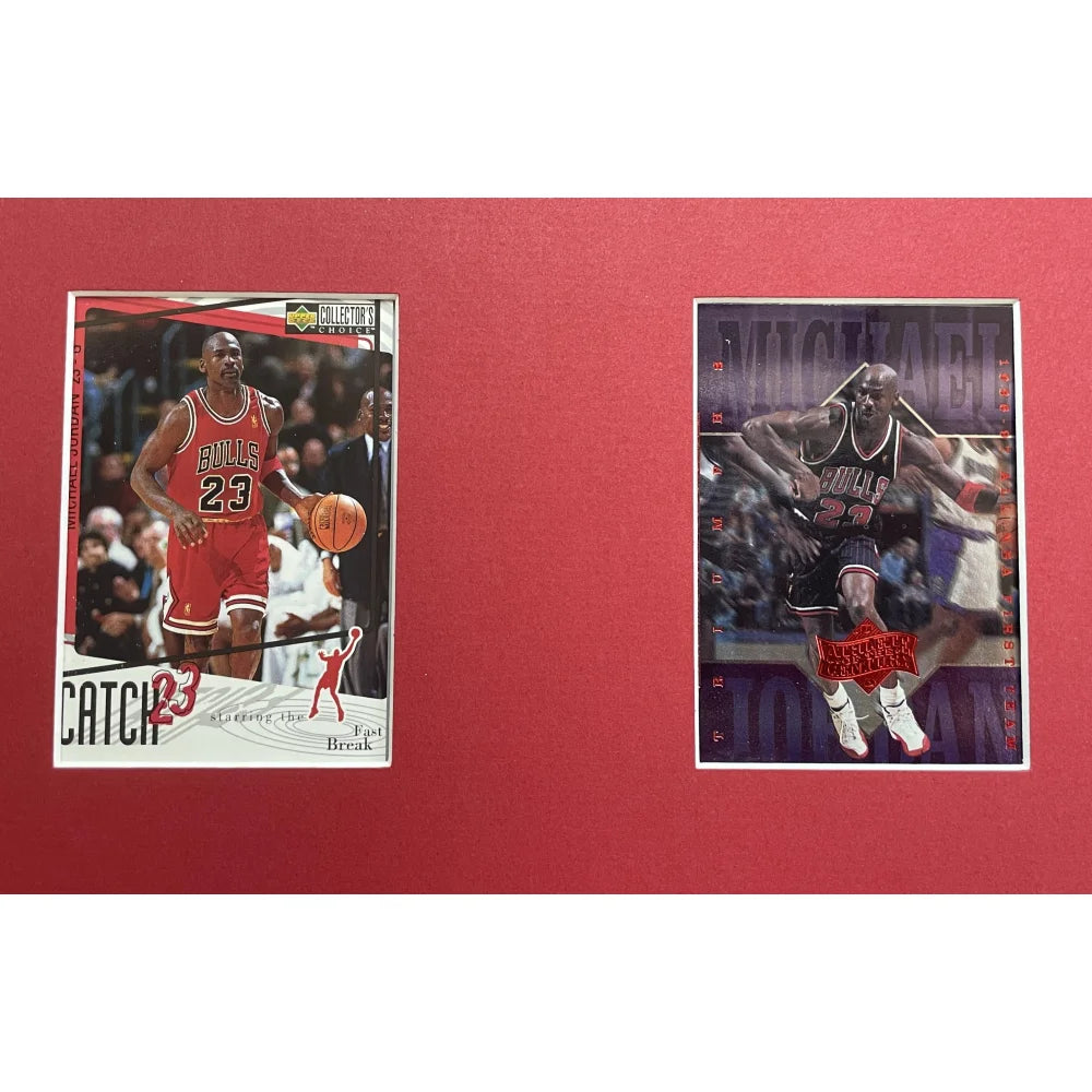 Michael Jordan Framed 10 Basketball Card Collage - Chicago Bulls Championships Memorabilia - Perfect for Sports Fans, Man Cave Decor & Gift Ideas