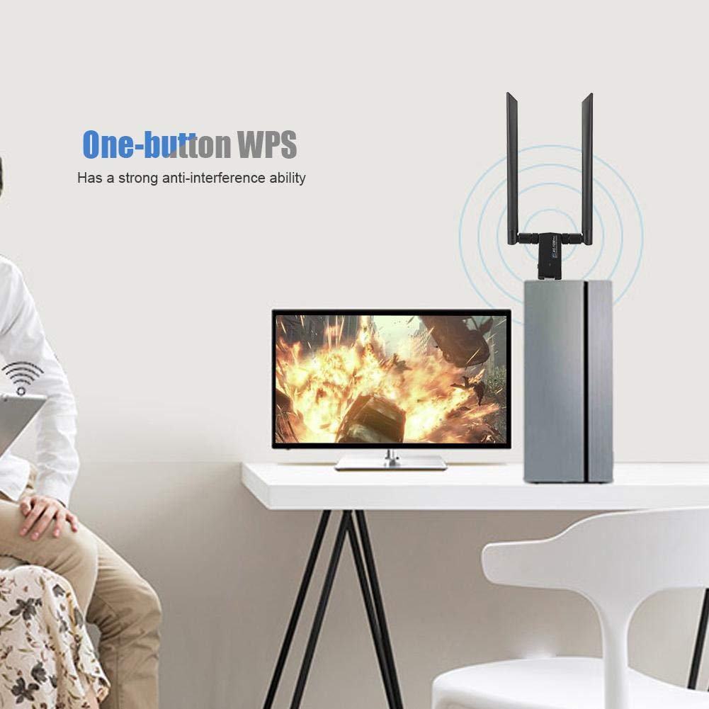 Cuifati Dual Band USB WiFi Adapter - 1200Mbps Wireless Network Card with 2.4GHz/5GHz RTL8812AU Chipset, High Gain Antenna for PC Laptop Desktop - Perfect for Gaming, Streaming & Home Office Connectivity