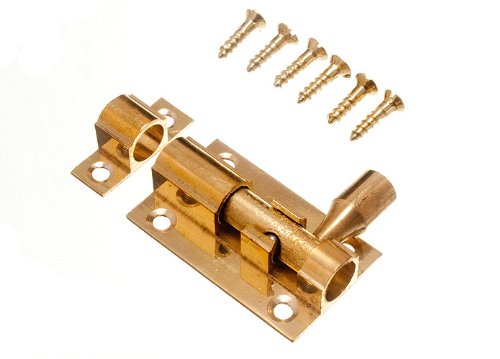 38mm (1.5 Inch) Brass Door Bolt Barrel Slide Lock with Screws - Secure Your Home, Office, or Shed Doors