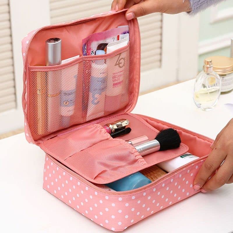 Trendegic Waterproof Cosmetic Organizer Bag - Portable Makeup Pouch for Women, Multi-Functional Travel Jewelry Storage Case (Pink, 1PCS) - Perfect for Travel, Home Vanity & Daily Essentials Organization