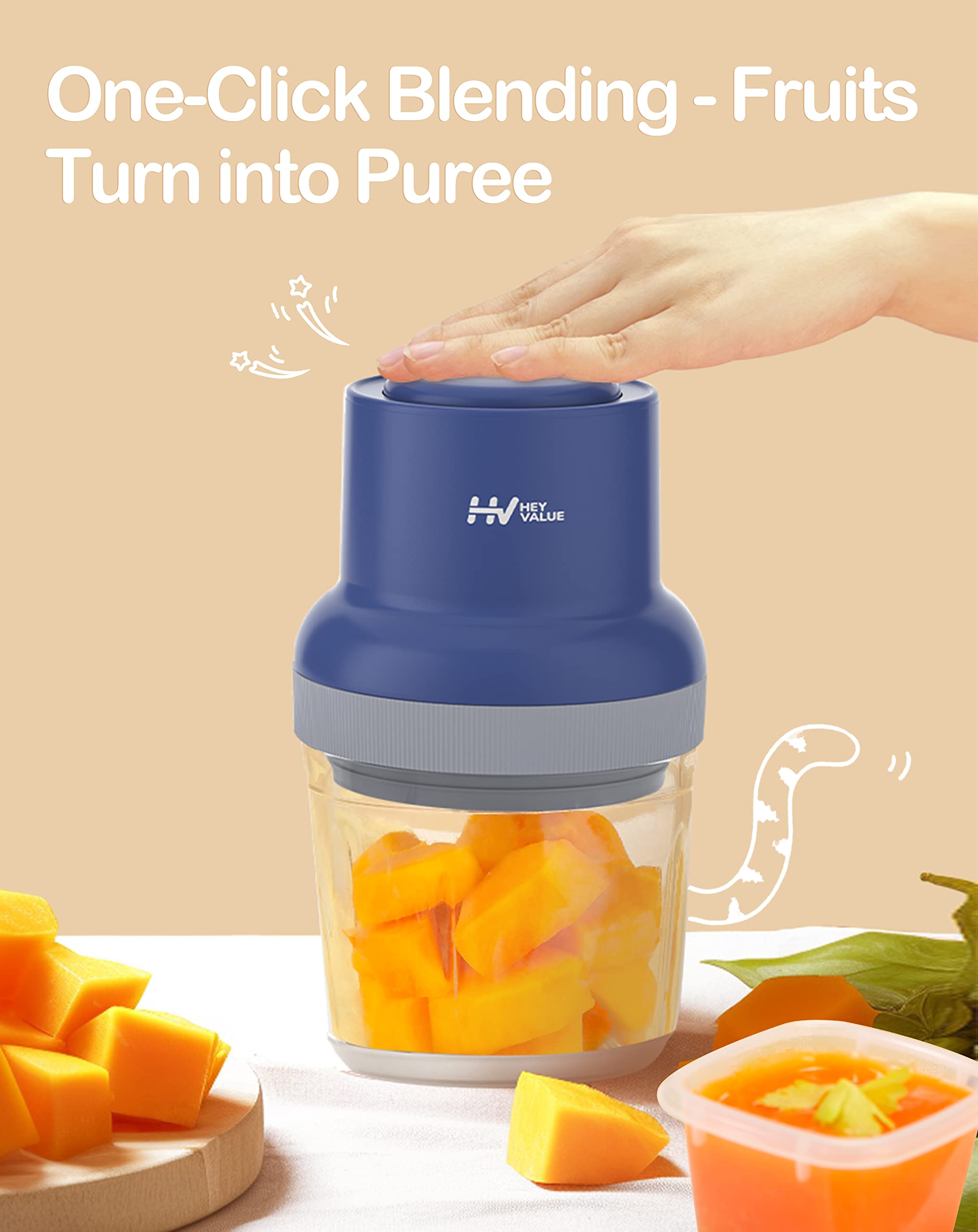HEYVALUE 13-in-1 Baby Food Maker & Processor Set - Steam, Blend & Puree Fruits, Vegetables & Meat - Includes Baby Food Containers, Freezer Trays, Silicone Spoons & Spatula (Dark Blue) - Perfect for Homemade Baby Purees & Toddler Meals