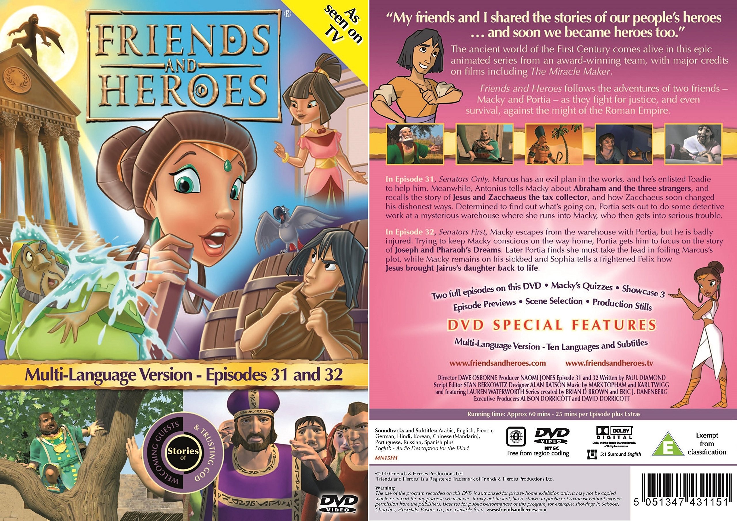 Friends and Heroes DVD Series 3-Pack - Multi-Language Bible Stories for Kids (Last Supper, Ten Commandments) | Christian Children's Entertainment & Sunday School Teaching Resource
