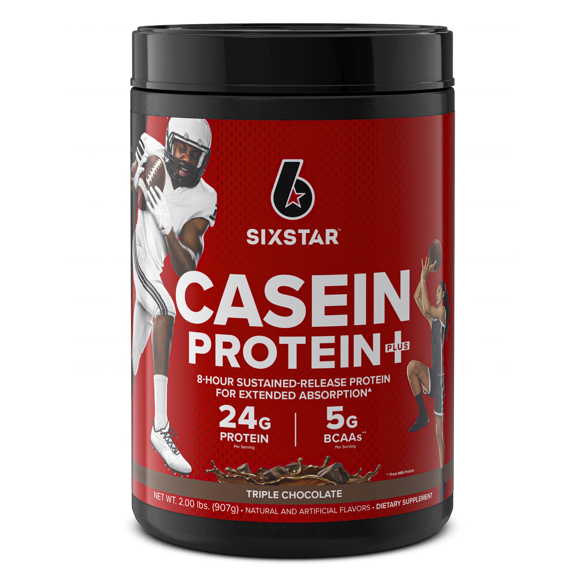 Six Star Elite Casein Protein Powder - Slow Digesting Micellar Casein for Muscle Growth & Recovery | Triple Chocolate Flavor | 2 lbs (26 Servings) | Ideal for Nighttime Use, Post-Workout & Between Meals