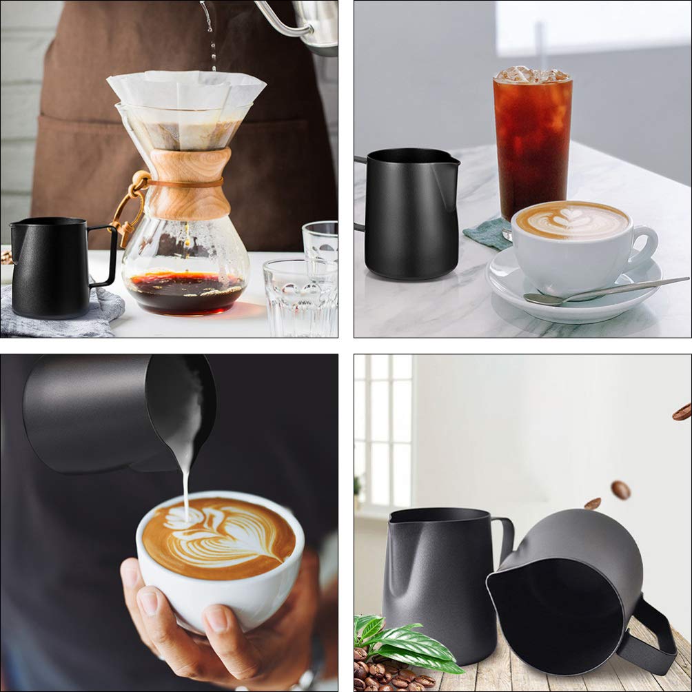 DOITOOL 12oz Stainless Steel Milk Frothing Pitcher - 350ML Barista Coffee Frother Cup for Latte Art, Cappuccino & Hot Chocolate with Art Pen - Perfect for Home Coffee Makers & Professional Baristas