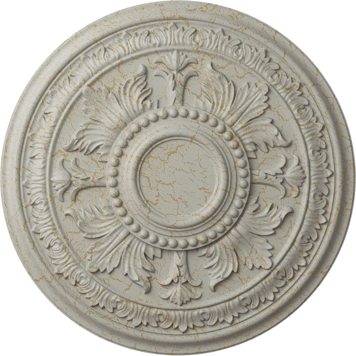 Ekena Millwork CM30TEPCC 30 5/8 Inch Round Tellson Ceiling Medallion - Hand-Painted Pottery Cream Crackle Finish, 2 1/2 Inch Projection, Fits 6 3/4 Inch Canopies - Perfect for Dining Room, Foyer & Bedroom Ceiling Decor