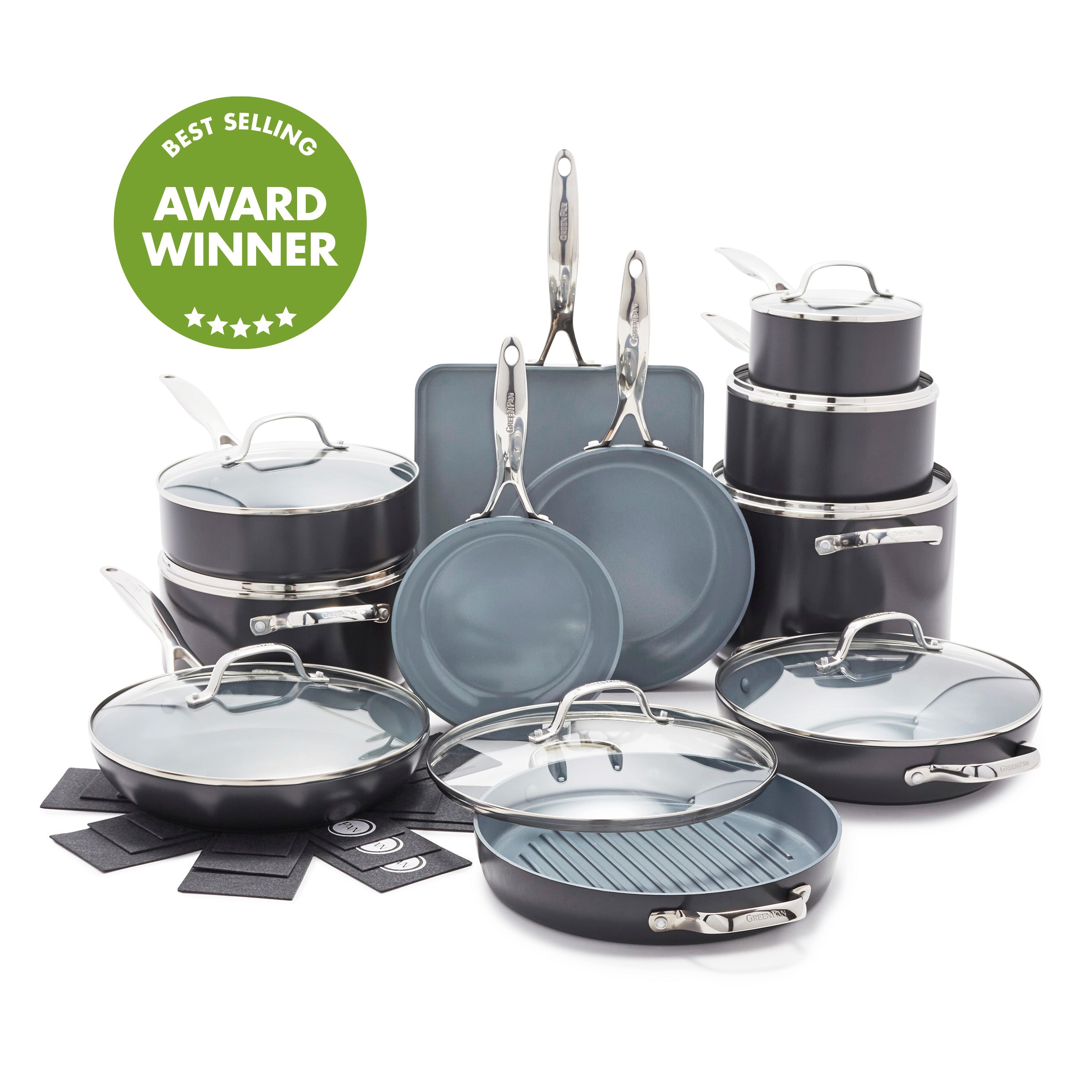 Valencia Pro Ceramic Nonstick 19-Piece Cookware Set - Durable & Healthy Cooking Pots and Pans for Frying, Boiling, Baking - Perfect for Home Kitchen, Restaurant & Camping Use
