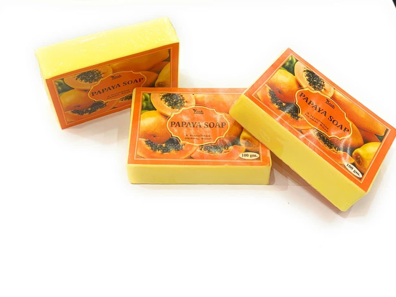 Natural Papaya Soap for Skin Brightening & Cleansing | 100g Fresh Ayurvedic Handmade Fruit Soap with Aromatic Fragrance | Perfect for Daily Skincare Routine & Glowing Complexion