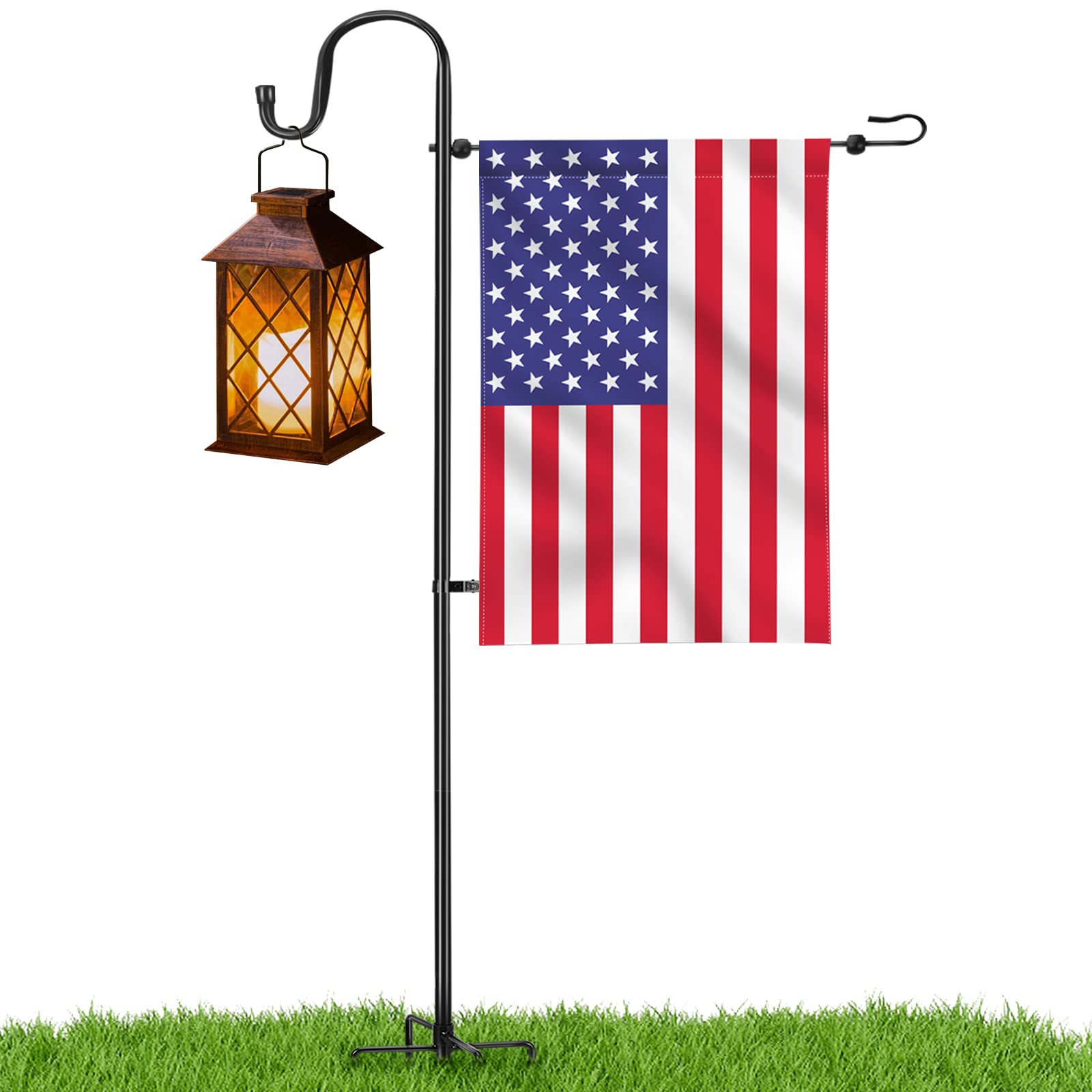Upgraded LOPANNY Garden Flag Stand with Shepherd Hooks - 45IN Yard Flag Holder for 12 x 18