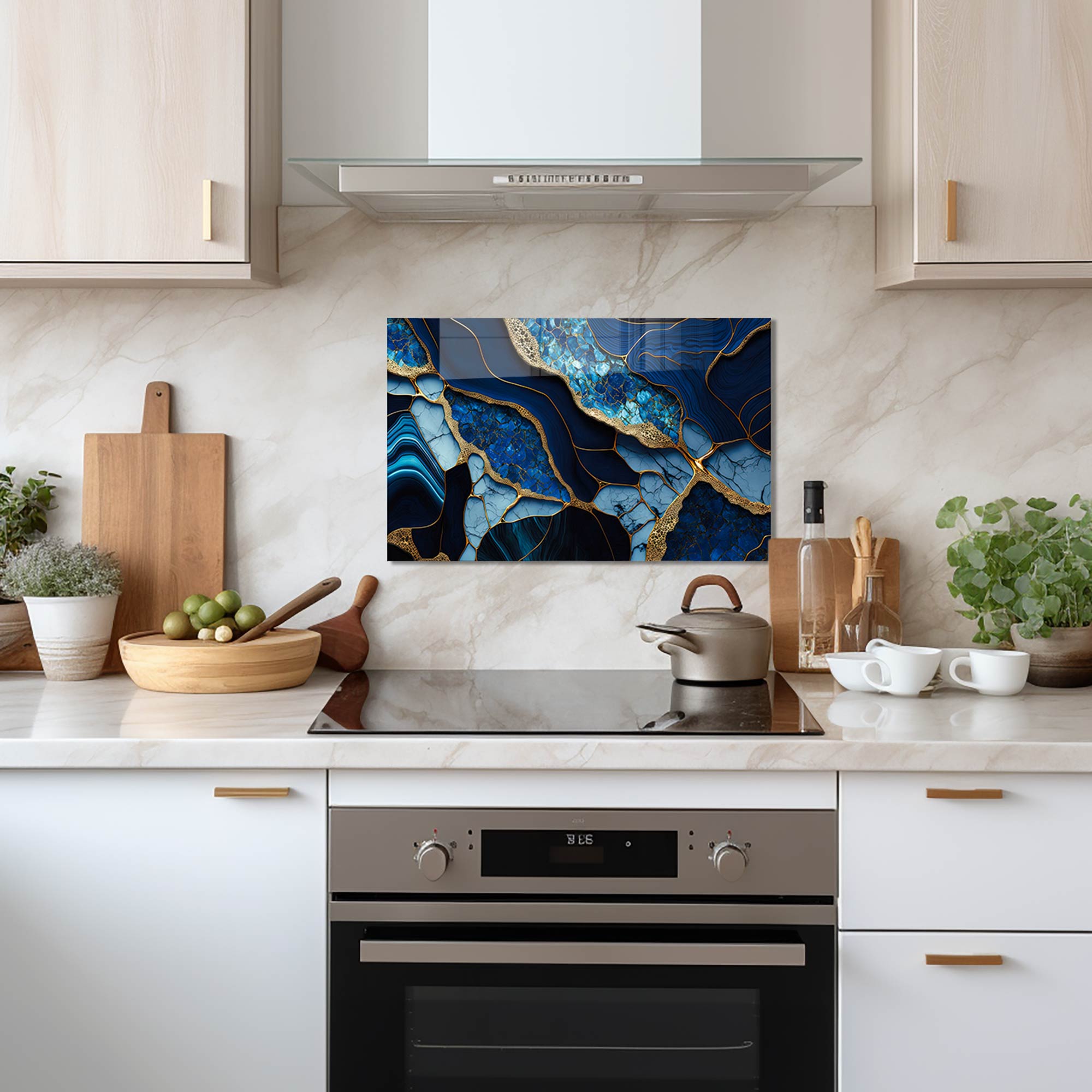 Veined Leaves Glass Splashback - Elegant Kitchen Backsplash for Modern Homes | Perfect for Stove & Countertop Protection