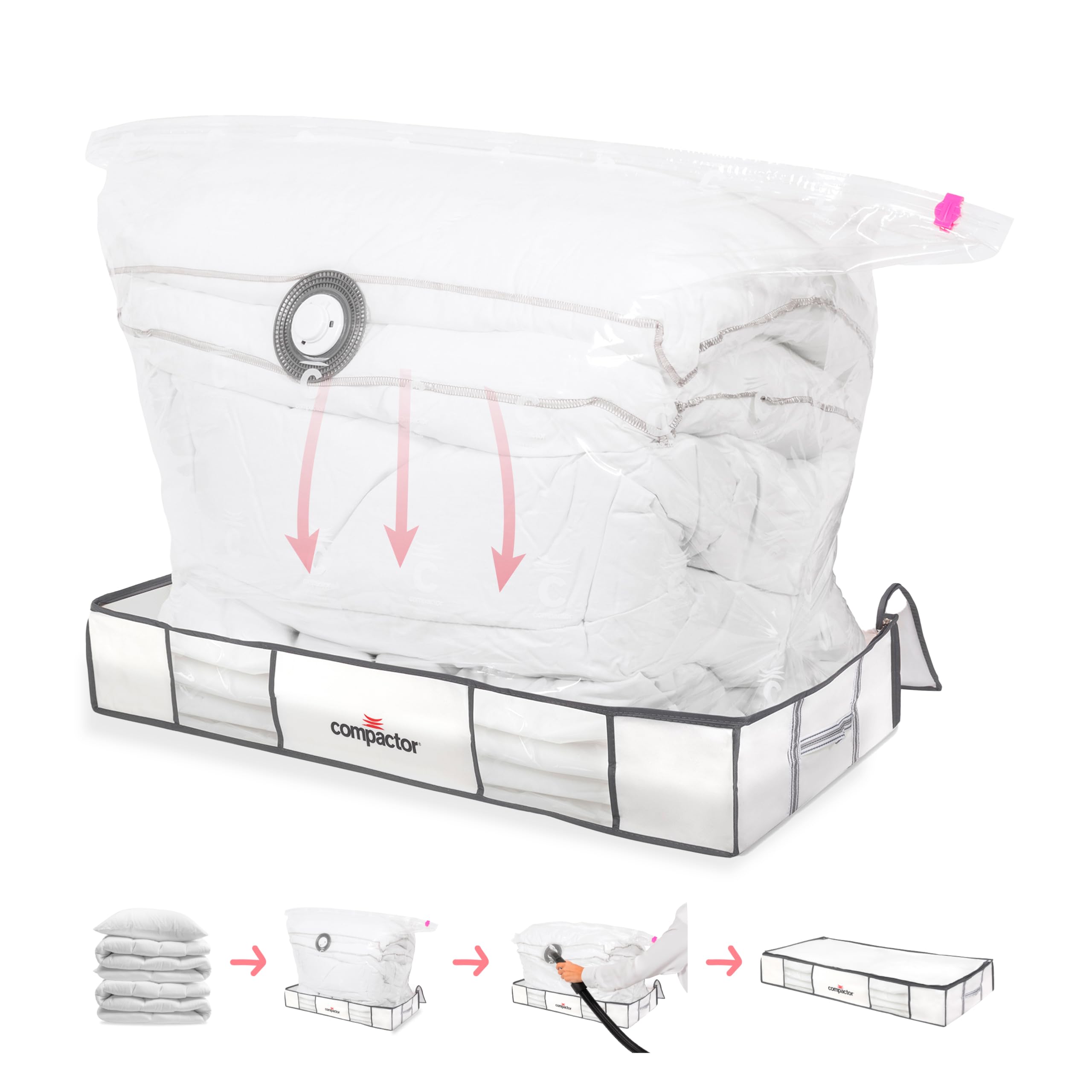 XL Vacuum Storage Bags for Clothes, Comforters & Blankets | Space Saving Compactor Bags | Wardrobe Organizer & Closet Storage Solution | White Semi-Rigid Box | Perfect for Seasonal Storage, Travel & Small Space Organization