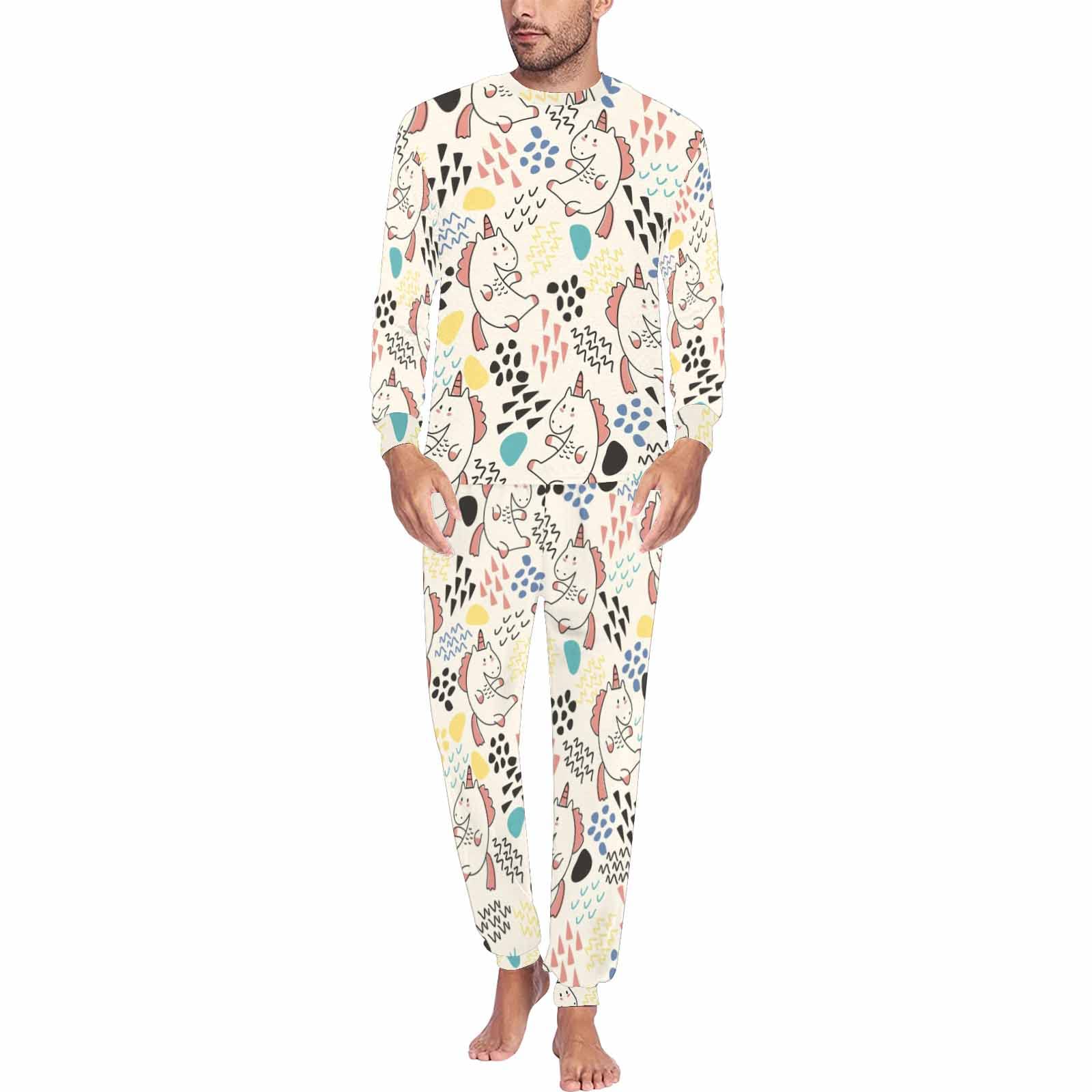 **InterestPrint Men's Unicorn Print Winter Pajama Set - Soft Fleece Hoodie & Jogger Sleepwear for Cozy Nights, Christmas Gifts, Lounge Wear**    *(Use for: Winter Sleepwear, Holiday Pajamas, Cozy Loungewear, Christmas Gifts for Men, Cute Unicorn-Themed Outfits)*