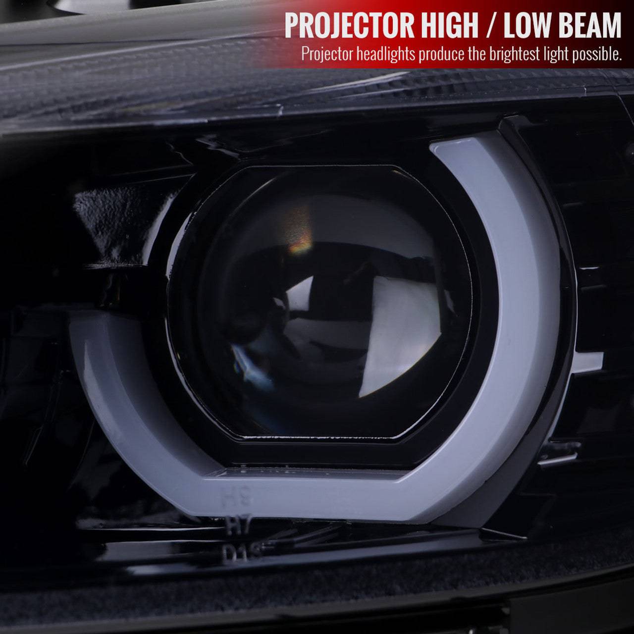 Spec D Tuning LED Headlight Set for 2012-2015 BMW F30 3 Series Sedan - Dual U Bar Projector HID Compatible Headlights with LED Turn Signals (Glossy Black/Smoke Lens) - Upgrade Your Night Driving Visibility