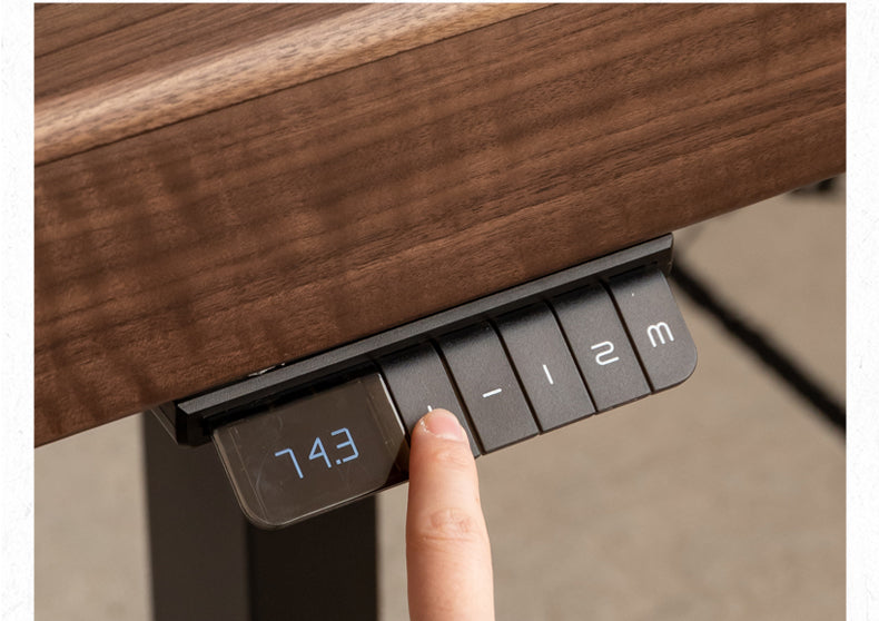 Premium Black Walnut Solid Wood Electric Height Adjustable Standing Desk - Ergonomic Home Office Computer Workstation for Remote Work & Gaming Setup