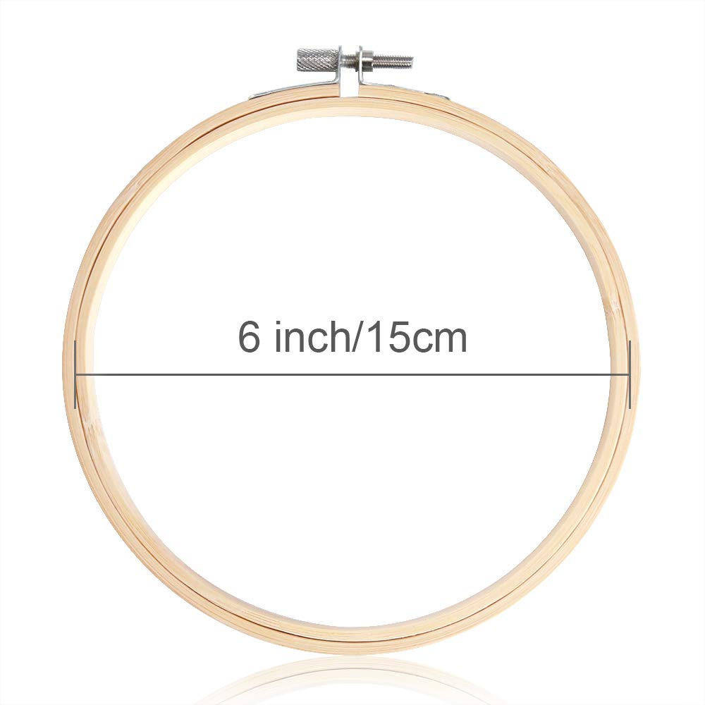 Pllieay 12-Piece 6 Inch Round Wooden Embroidery Hoops Set for Cross Stitch, Needlework & DIY Crafts - Perfect for Home Decor, Festival Ornaments & Handmade Gift Projects