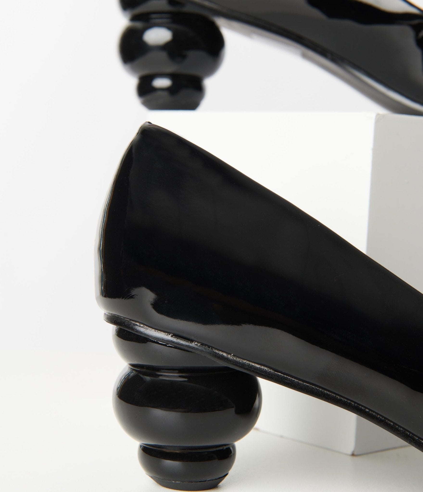 Vintage Black Patent Leatherette Ball Heel Pumps - Women's Classic Pointed Toe Dress Shoes for Party, Wedding & Office Wear