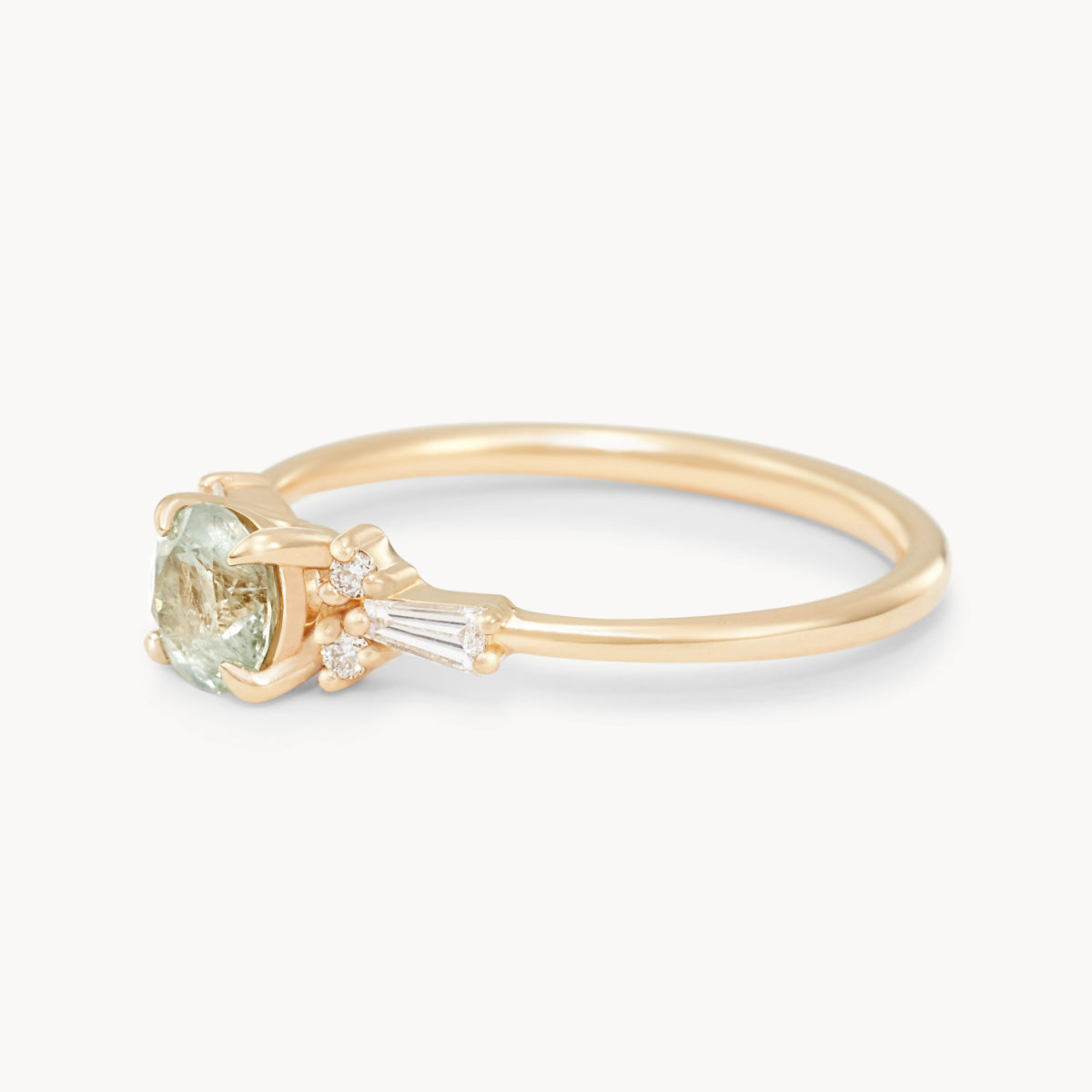 Magic Moment One of a Kind 14K Yellow Gold Ring with Round Glass Blue Sapphire & White Diamonds - Perfect for Anniversaries, Engagements & Special Occasions