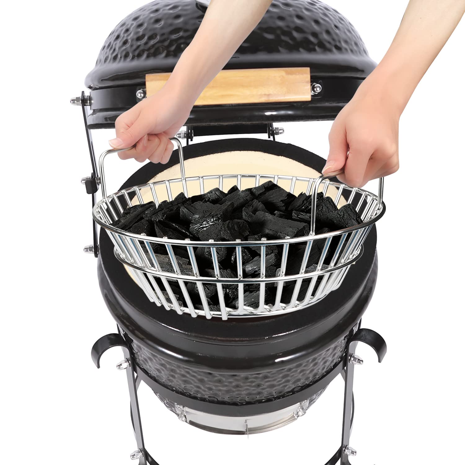 Premium Stainless Steel Charcoal Basket for Big Green Egg Large - 14 Inch Heavy Duty Grill Ash Basket for Smoking, Grilling & BBQ Accessories - Perfect for Outdoor Cooking, Camping & Backyard Parties