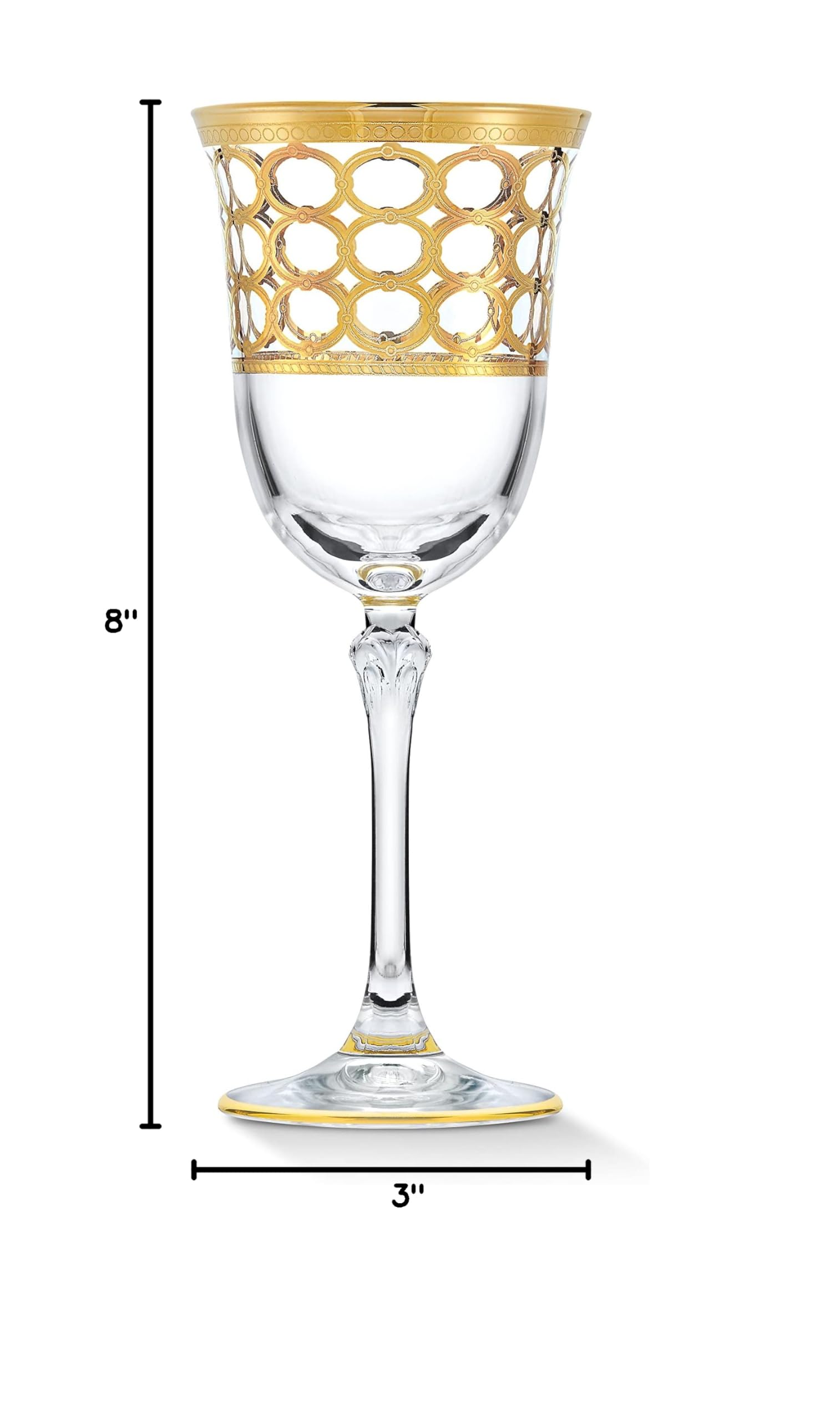 Elegant Modern Crystal Infinity Gold Ring Glassware Set of 4 - 7 oz White Wine Goblets for Parties, Weddings, and Special Events | Perfect for Hosting, Gifts, and Home Decor