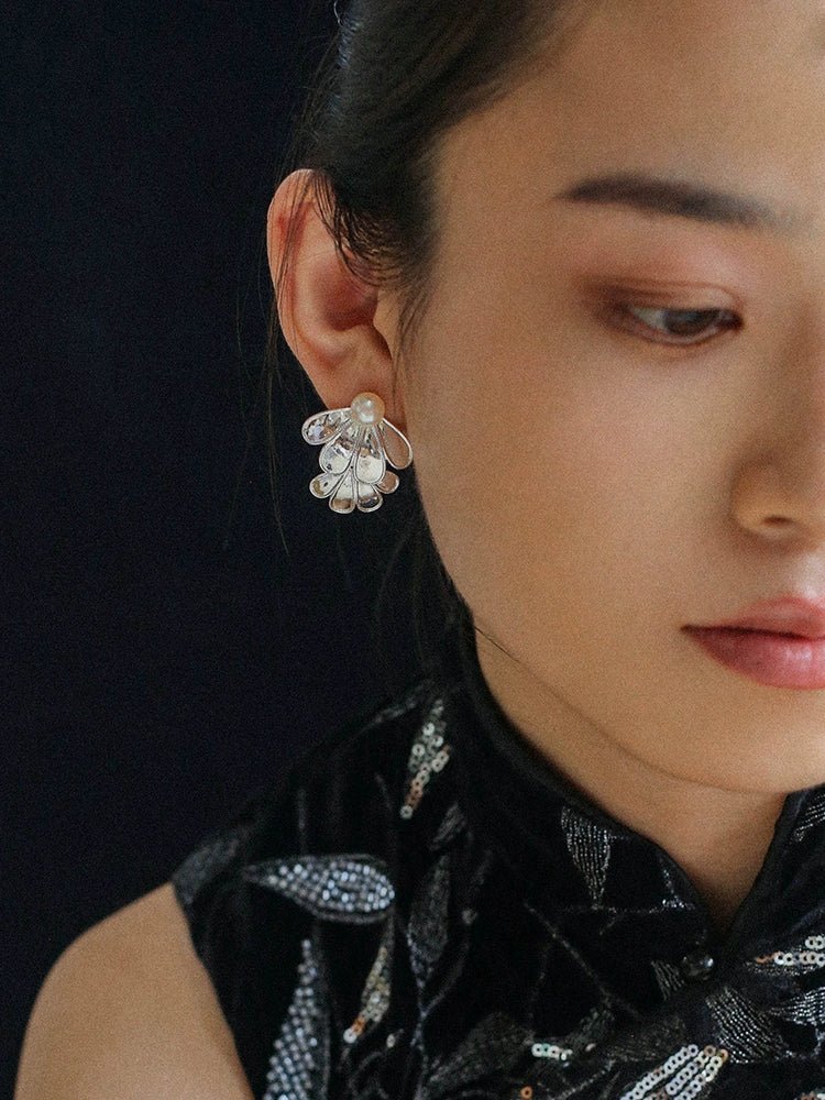 Exquisite Ethnic Style Double Soma Flowers Pearl Earrings - Handmade Boho Jewelry for Women - Perfect for Weddings, Parties & Special Occasions