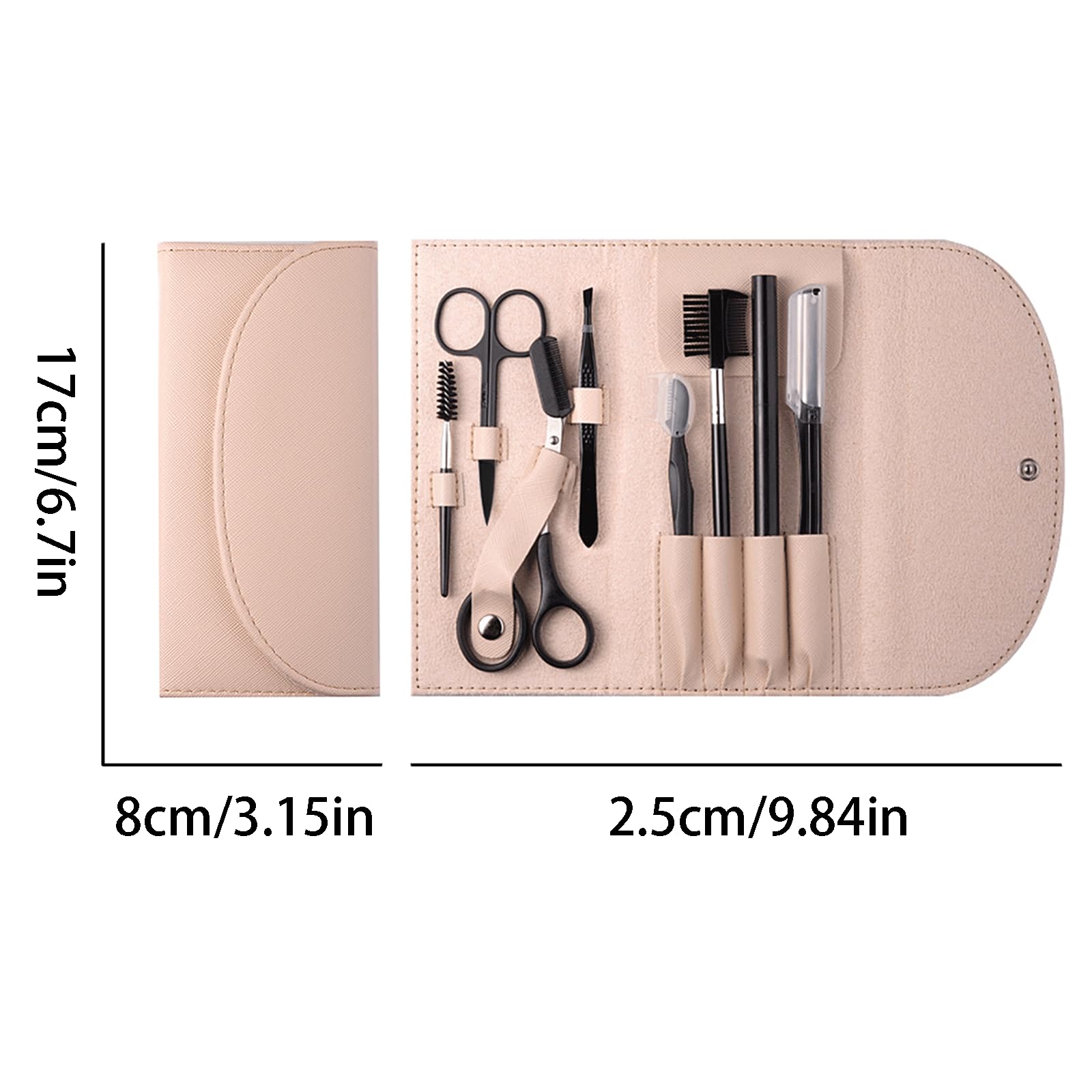 8-in-1 Eyebrow Trimmer Kit for Women - Professional Eyebrow Shaping Grooming Set with Scissors, Razor, Pencil, Comb, Tweezers & Eyelash Tools | Perfect for Eyebrow Styling, Makeup Application & At-Home Beauty Care