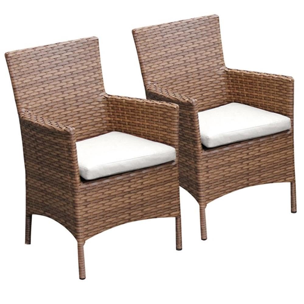 TK Classics Laguna Patio Dining Arm Chair in White (Set of 2) - Outdoor Furniture for Garden, Poolside, Deck, and Backyard Dining