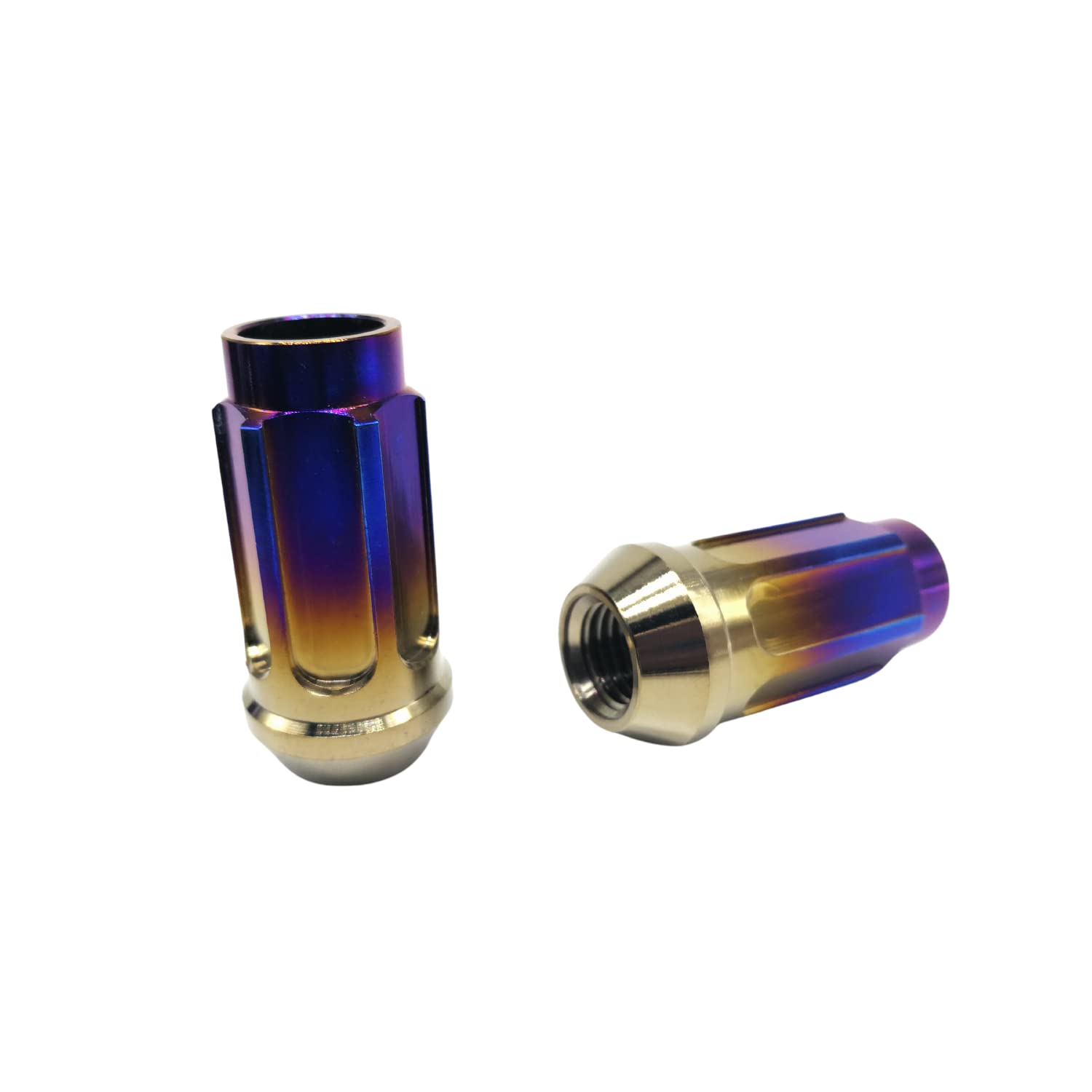 RISON 20 PCS Titanium Locking Lug Nuts M12x1.5x45mm - Open End Anti-Theft Wheel Nuts for Car Racing, Ultra Lightweight & Durable Burnt Blue Finish - Perfect for Track Days, Performance Upgrades & Custom Car Builds (M12x1.5x45mm, Burnt Blue)