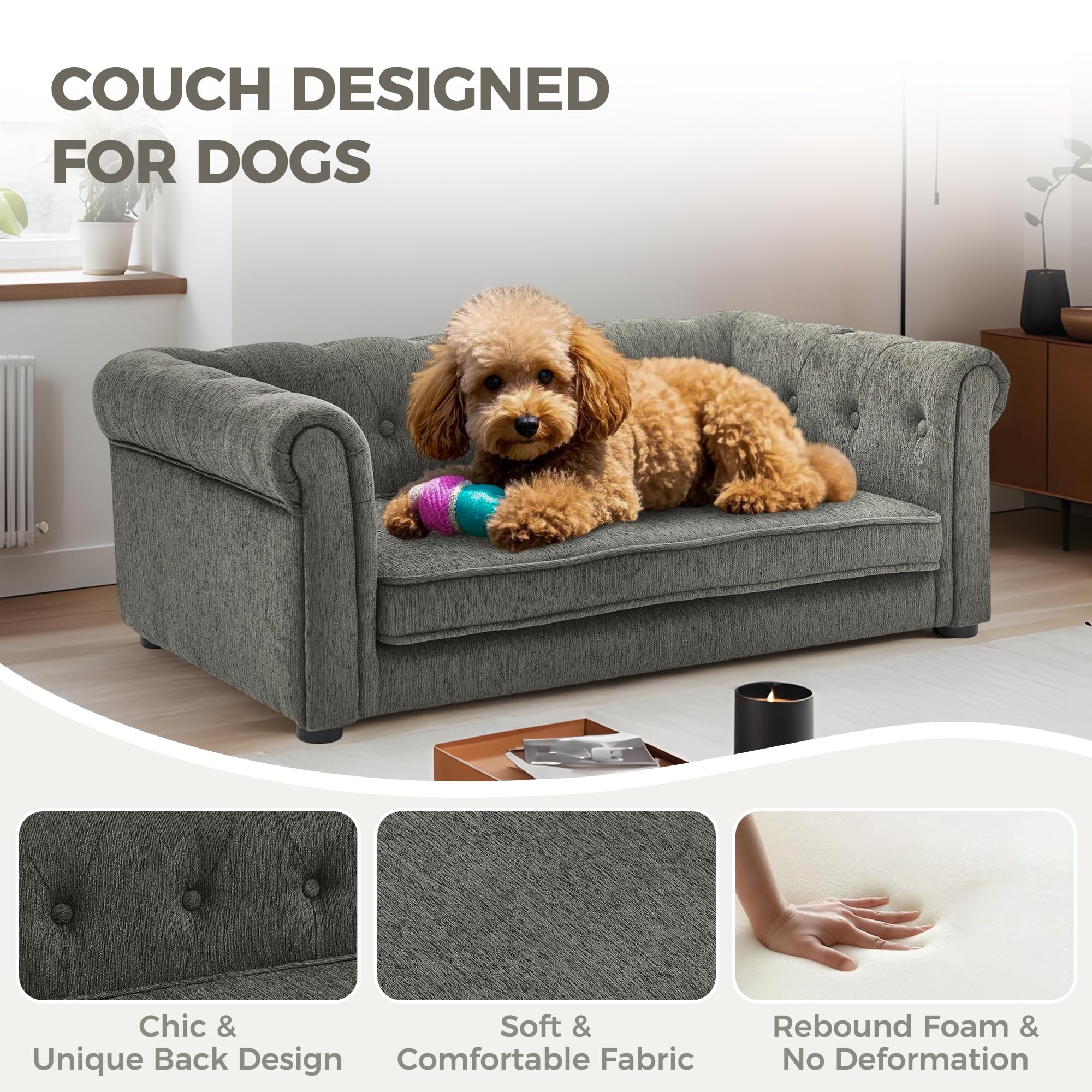 Premium Memory Foam Dog Couch for Large Dogs Up to 60 lbs - 29