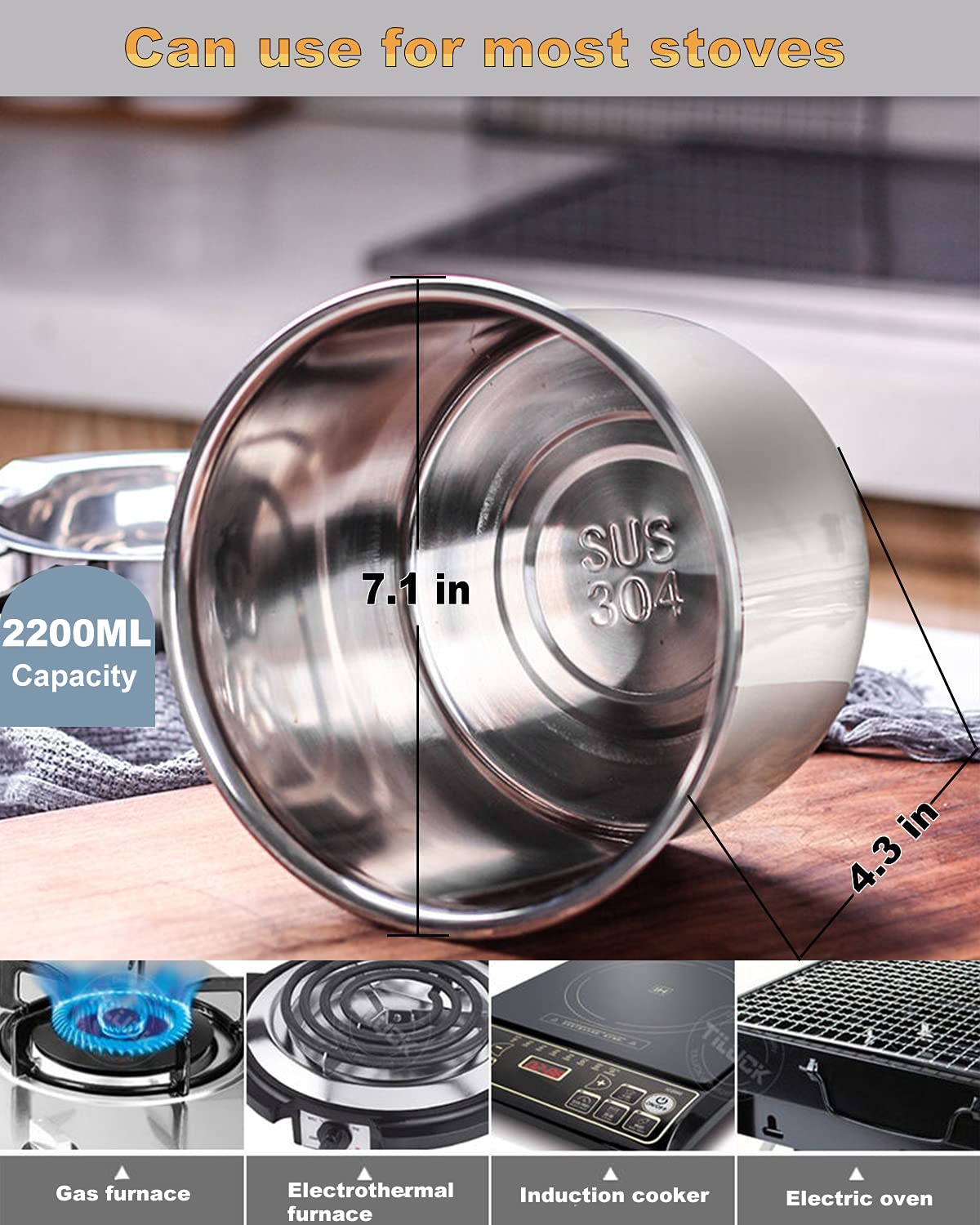1000ML Double Boiler Pot with 2200ML Stainless Steel Pot & Silicone Spatula - Chocolate Melting, Candy Making, Soap & Wax Crafting Kit - Perfect for DIY Candle Making, Bath Bombs & Cosmetic Creams