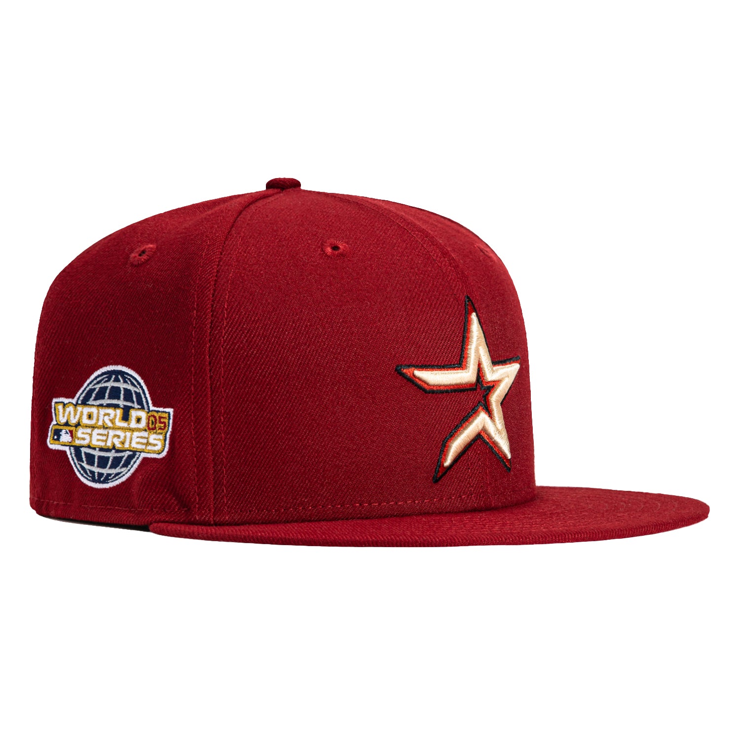 New Era 59Fifty Houston Astros 2005 World Series Patch Snapback Hat - Brick Red MLB Baseball Cap for Men - Perfect for Games, Collecting & Streetwear Fashion