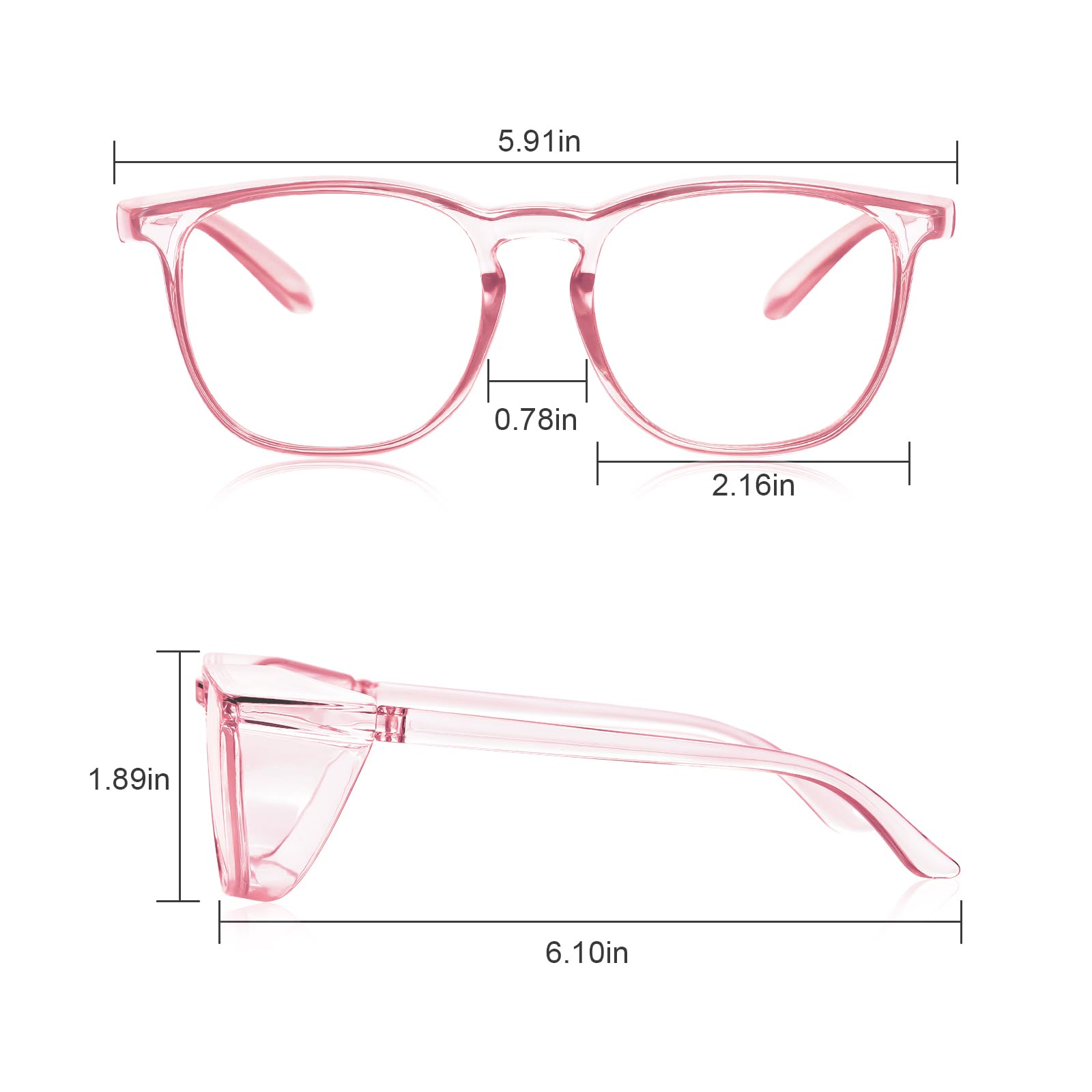 LASMEX Stylish Safety Glasses for Women - Anti-Fog Protective Eyewear with Clear Lens for Work, Cycling & Outdoor Activities