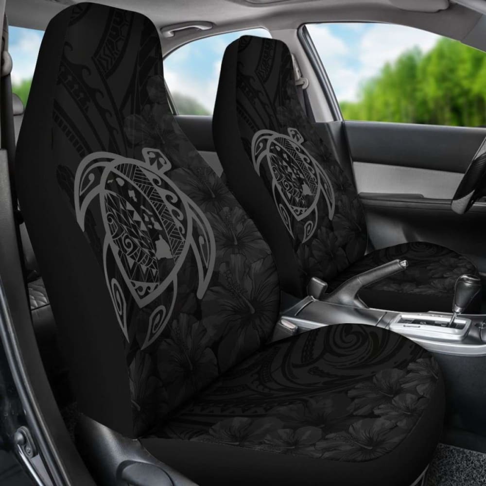 Premium Alohawaii Car Seat Covers - Hawaii Turtle Map & Hibiscus Design, Polyester Gray - Universal Fit for Cars, SUVs & Trucks - Perfect for Beach Trips, Summer Road Trips & Tropical-Themed Vehicles