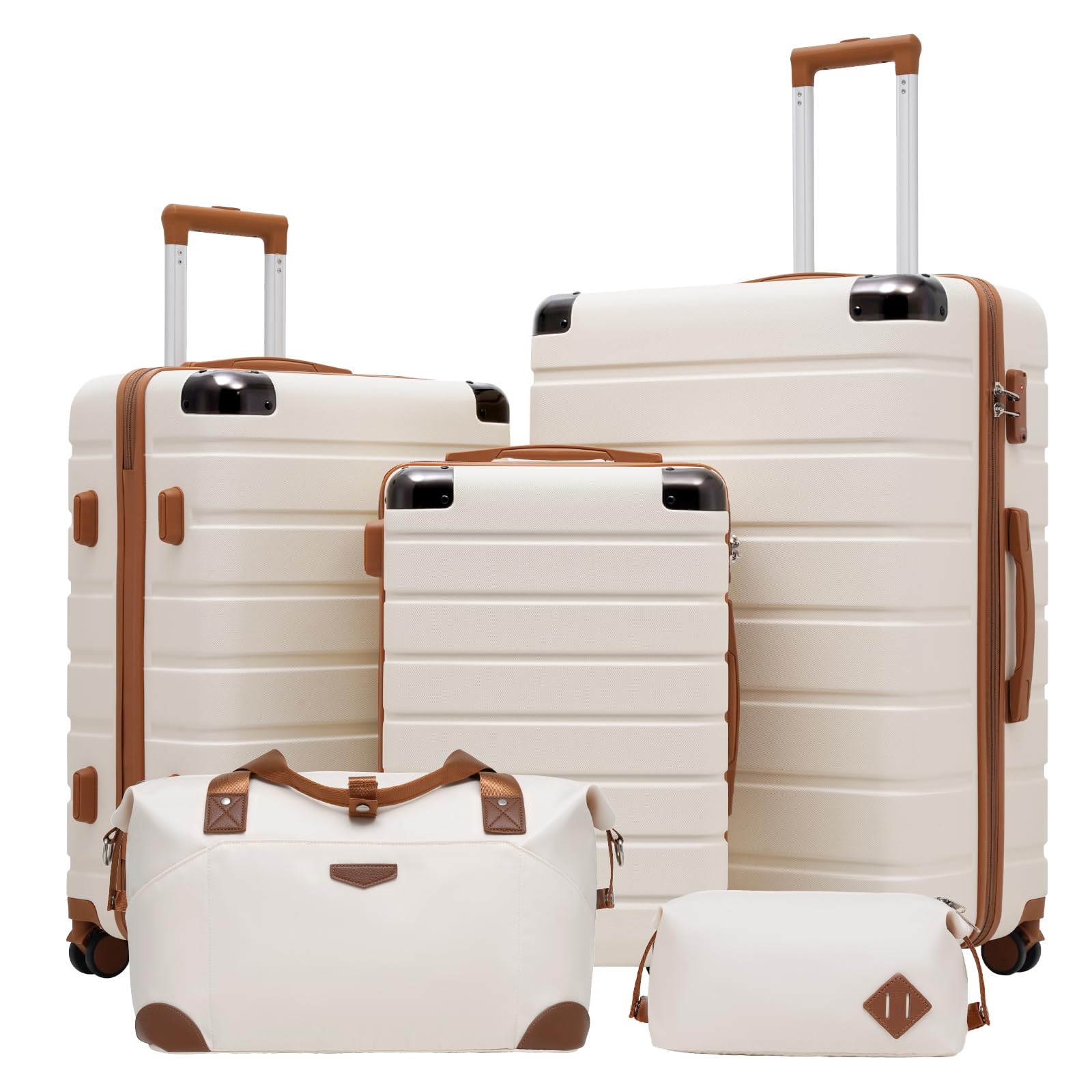 Coolife 3-Piece Lightweight Hard Shell Luggage Set with TSA Lock, Spinner Wheels & Aluminum Corner Protectors - Carry On Suitcase for Travel, Business Trips & Vacations