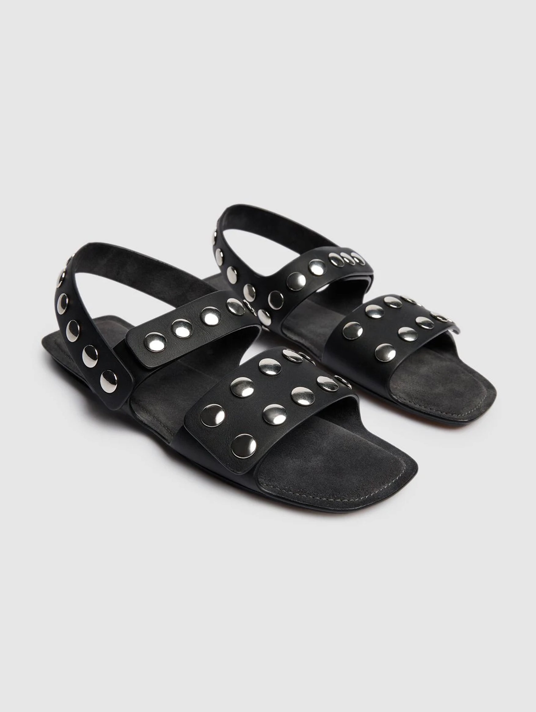 Black Studded Boden Flats - Women's Fashion Shoes with Silver Studs for Casual Wear & Office Outfits