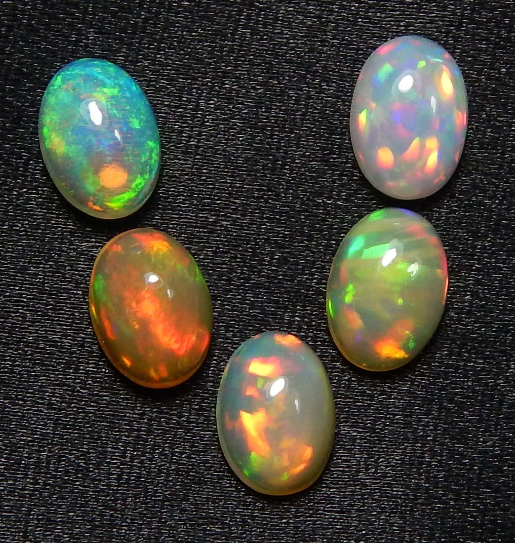 Premium AAA Grade Natural Ethiopian Opal Gemstone Mix Size Box (5x7mm, 5 Stones) - Perfect for Jewelry Making, Collecting & Gifts