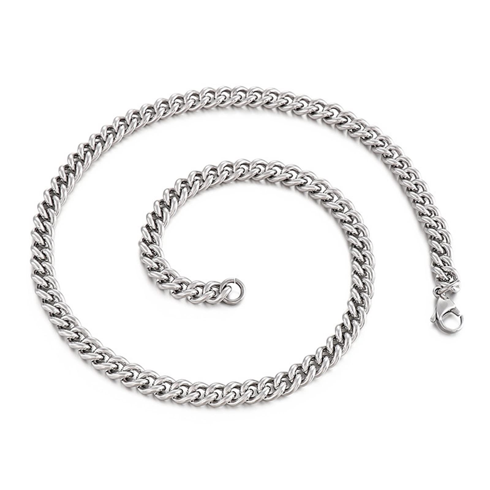 45-76CM Stainless Steel Chain Necklace for Men & Women - 7mm Curb Link Necklace - Unisex Jewelry for Everyday Wear, Gifts & Fashion Accessories