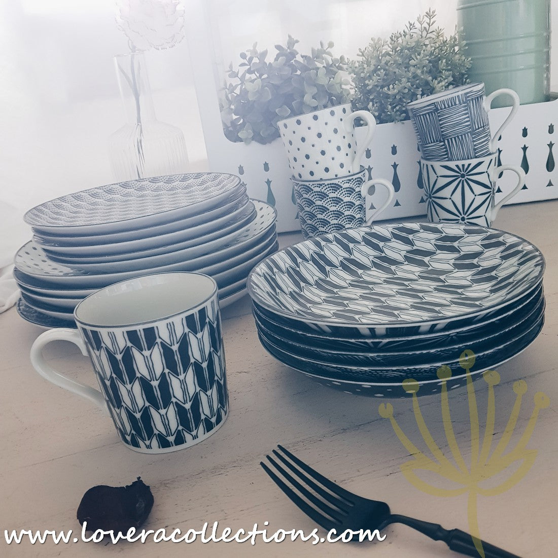 Modern Black & White Assorted Prints Dinnerware Set - 60% Off Sale - Perfect for Casual Dining, Entertaining & Home Decor
