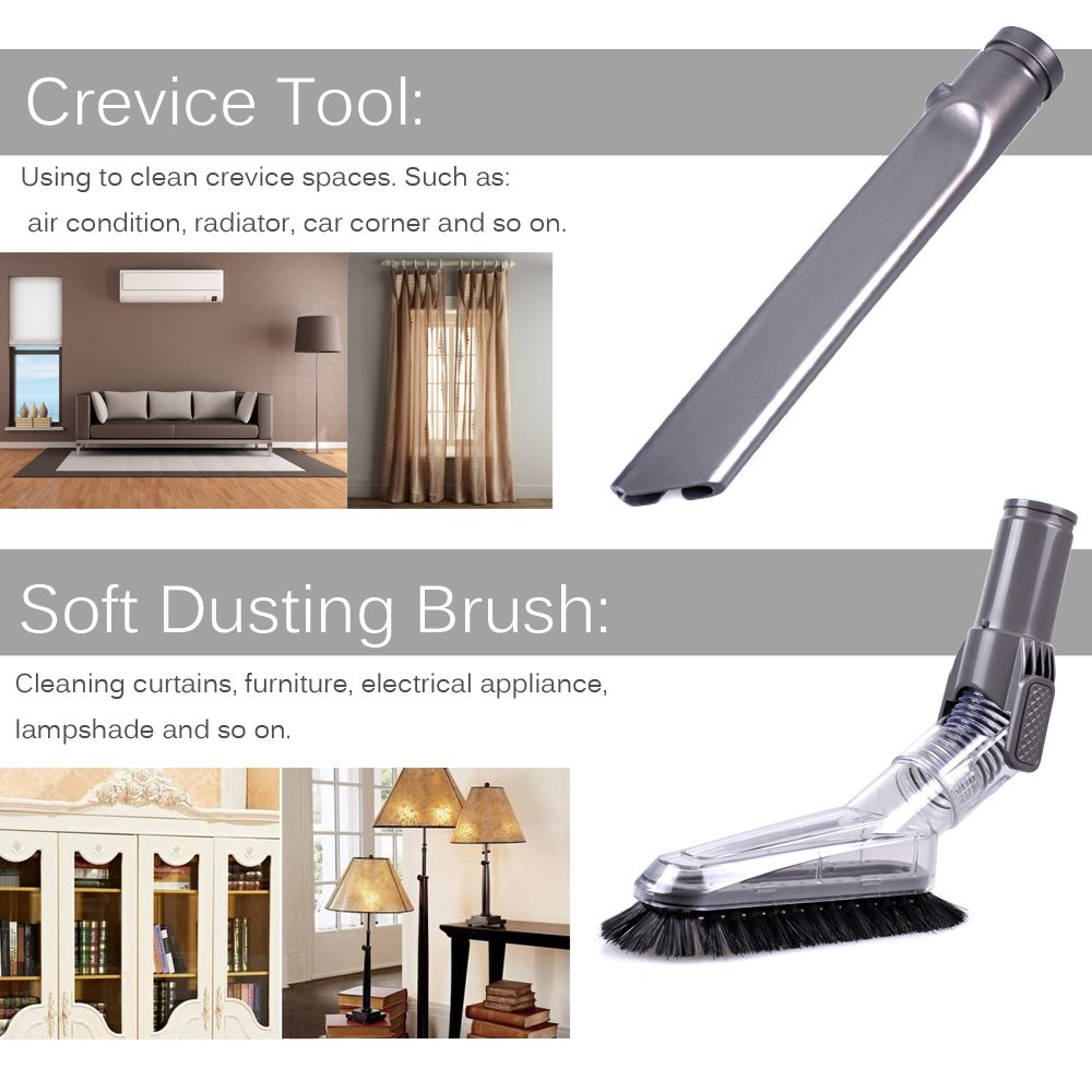 KEEPOW 7 Pack Vacuum Attachments Replacement Kit for Dyson V6, DC44, DC33, DC35, DC39, DC58, DC59, DC62, DC61 - Compatible with All Dyson Stick & Upright Vacuums - Perfect for Pet Hair, Car Cleaning & Home Deep Cleaning
