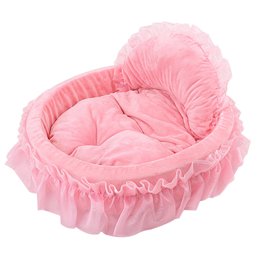 Wyhweilong Lovely Princess Pet Bed - Soft & Cozy Cat Dog Bed for Small to Medium Pets (M: 20x22in, Pink) - Perfect for Bedroom, Living Room & Pet Travel