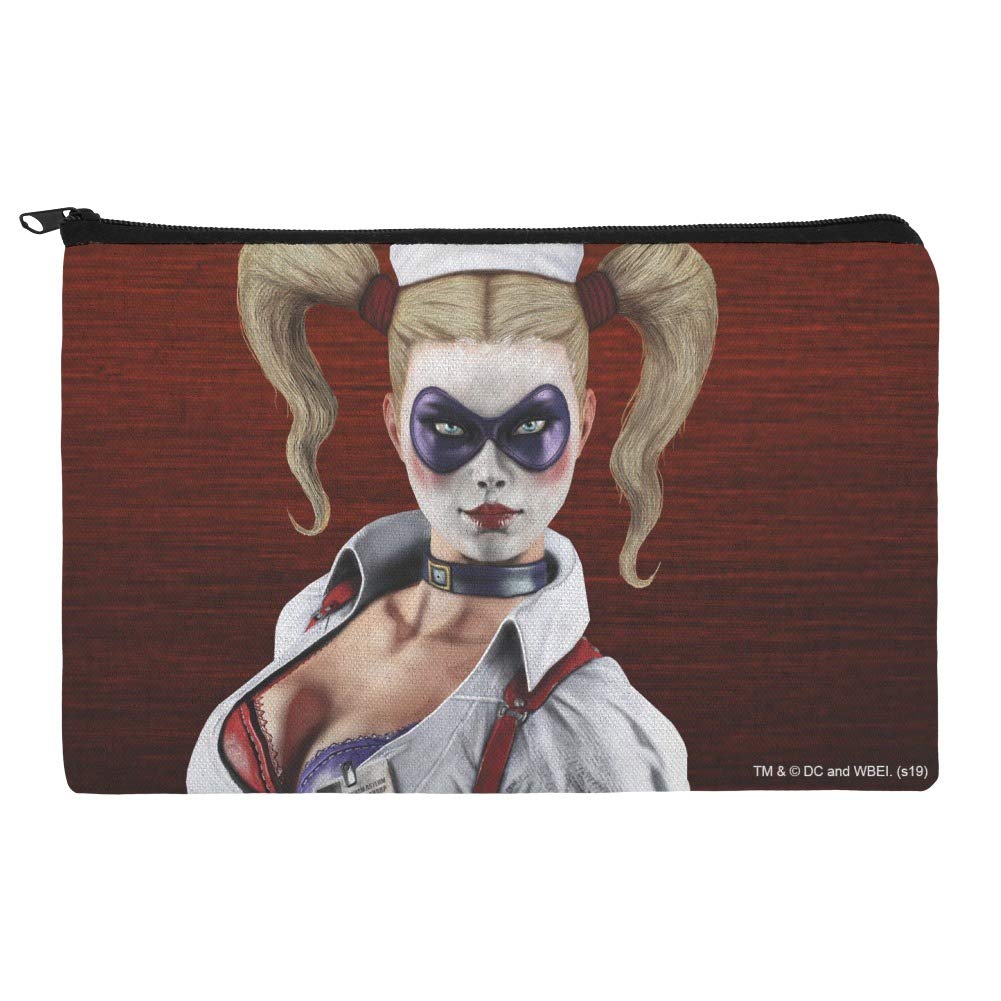 Batman Arkham Asylum Harley Quinn Makeup Bag - Waterproof Cosmetic Organizer Pouch for Travel, Gym & Daily Use | DC Comics Themed Makeup Case
