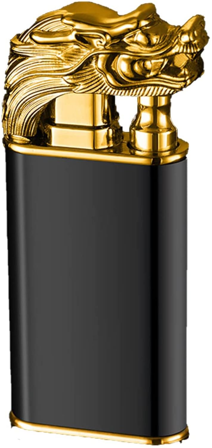 Windproof Double Flame Butane Lighter - Magic Torch for Cigars & Outdoor Use (Black)