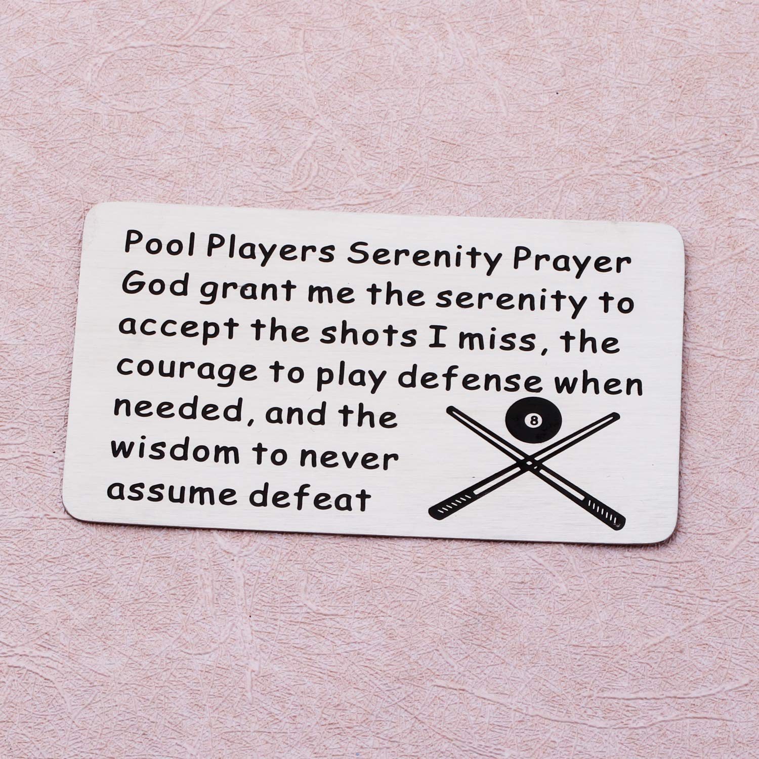 LQRI Billiards Gift - Serenity Prayer Wallet Card for Pool Players | 8-Ball Design Billiard Coach Accessory | Perfect Gift for Pool Enthusiasts & Bar Game Lovers