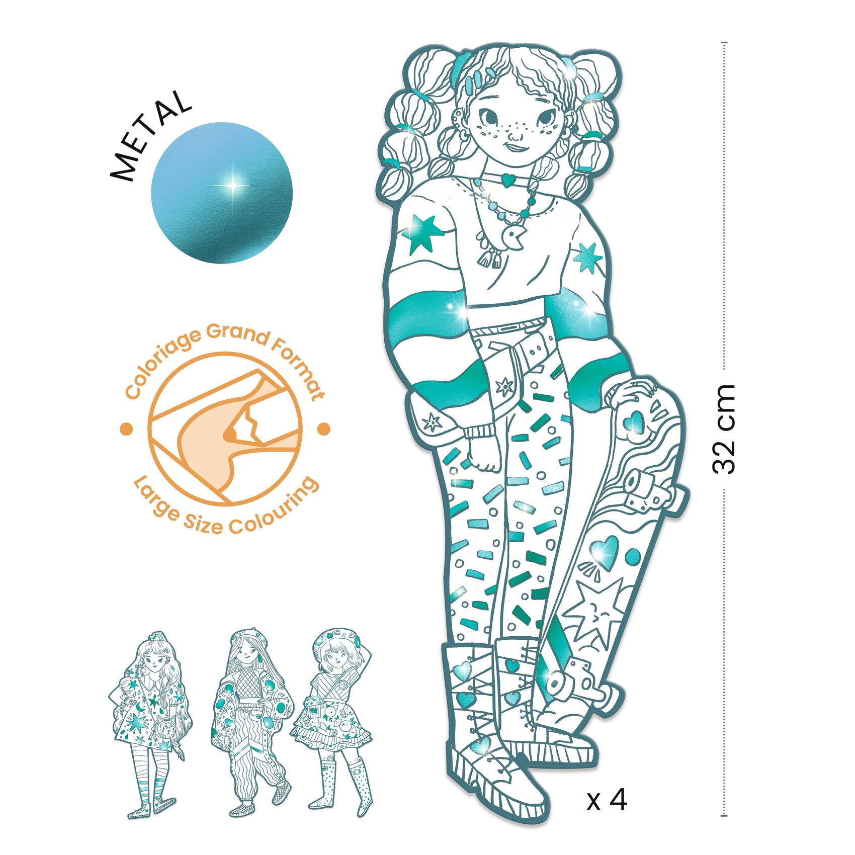 Angèle & Friends Les Demoiselles Fashion Coloring Book by Djeco - Creative Art Activity for Kids, Teens & Adults | Perfect for Relaxation, Birthday Gifts & Party Favors