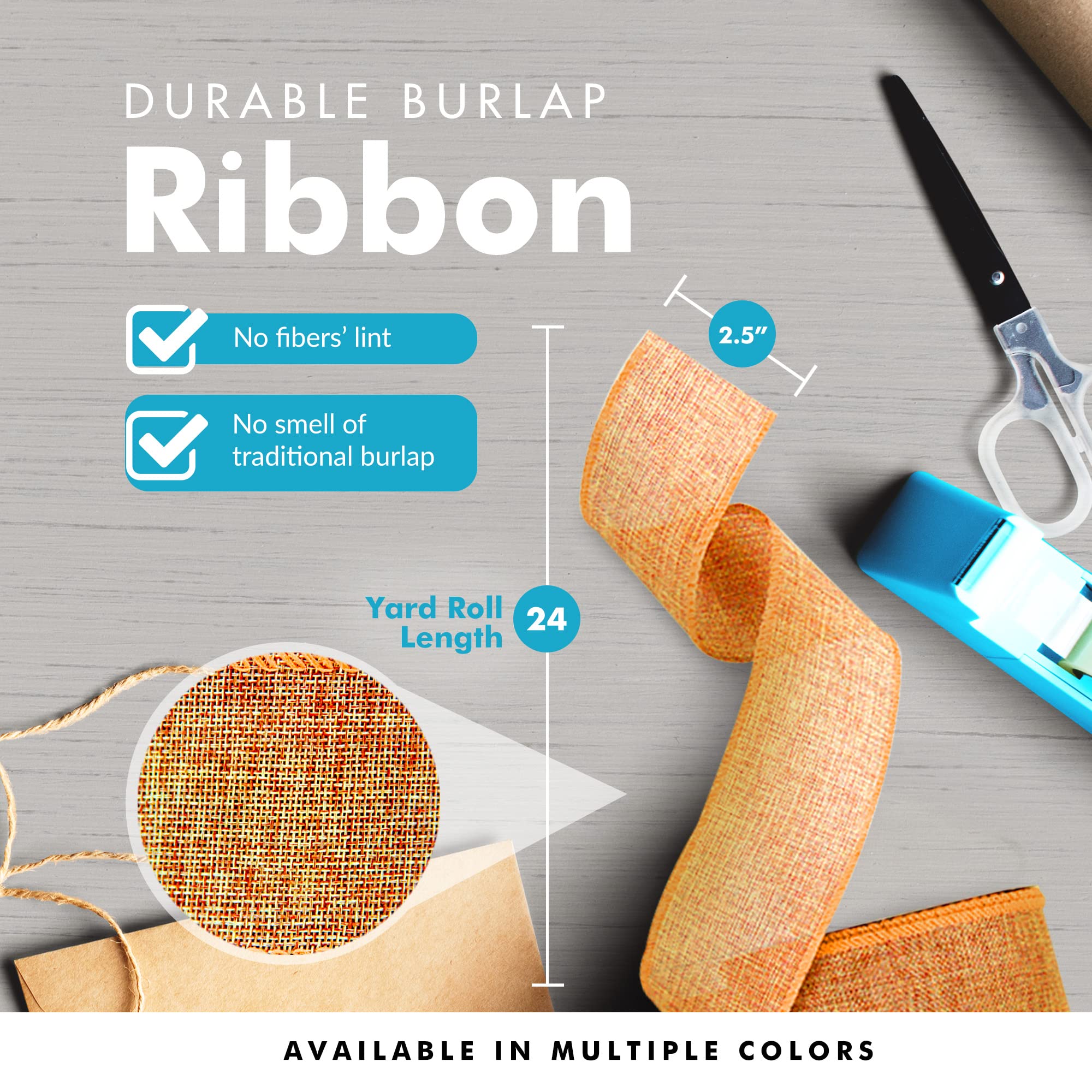 Faux Burlap Jute Ribbon for Gift Wrapping & Christmas Decor - 2.5